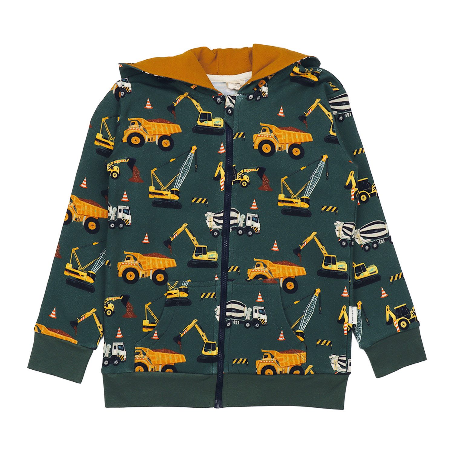Walkiddy Sweatjacke Walkiddy mit Baggermotiv aus Bio Baumwolle Bio Baumwolle,GOTS,Kinderbekleidung, nachhaltige Klamotten,Sweat Jacke