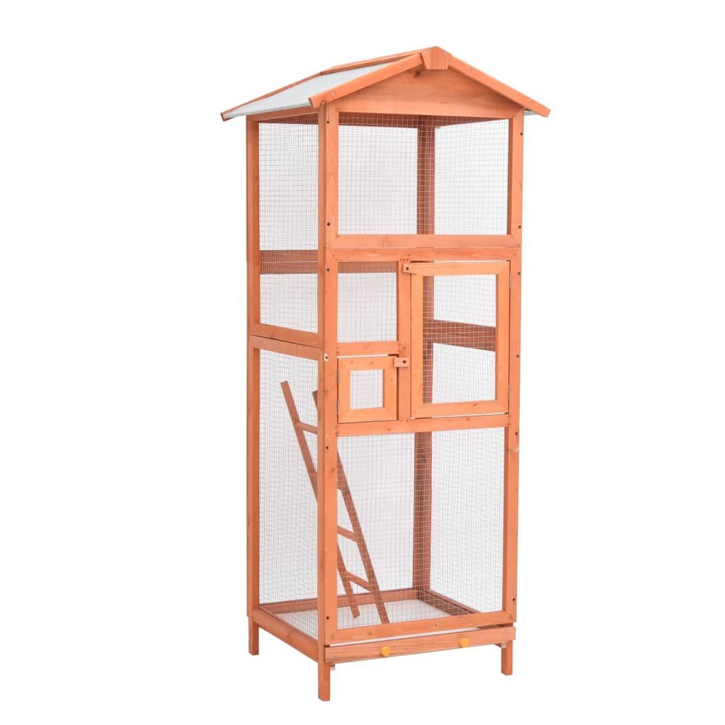 vidaXL Voliere Vogelkäfig 68x62x166 cm Massivholz Fichte