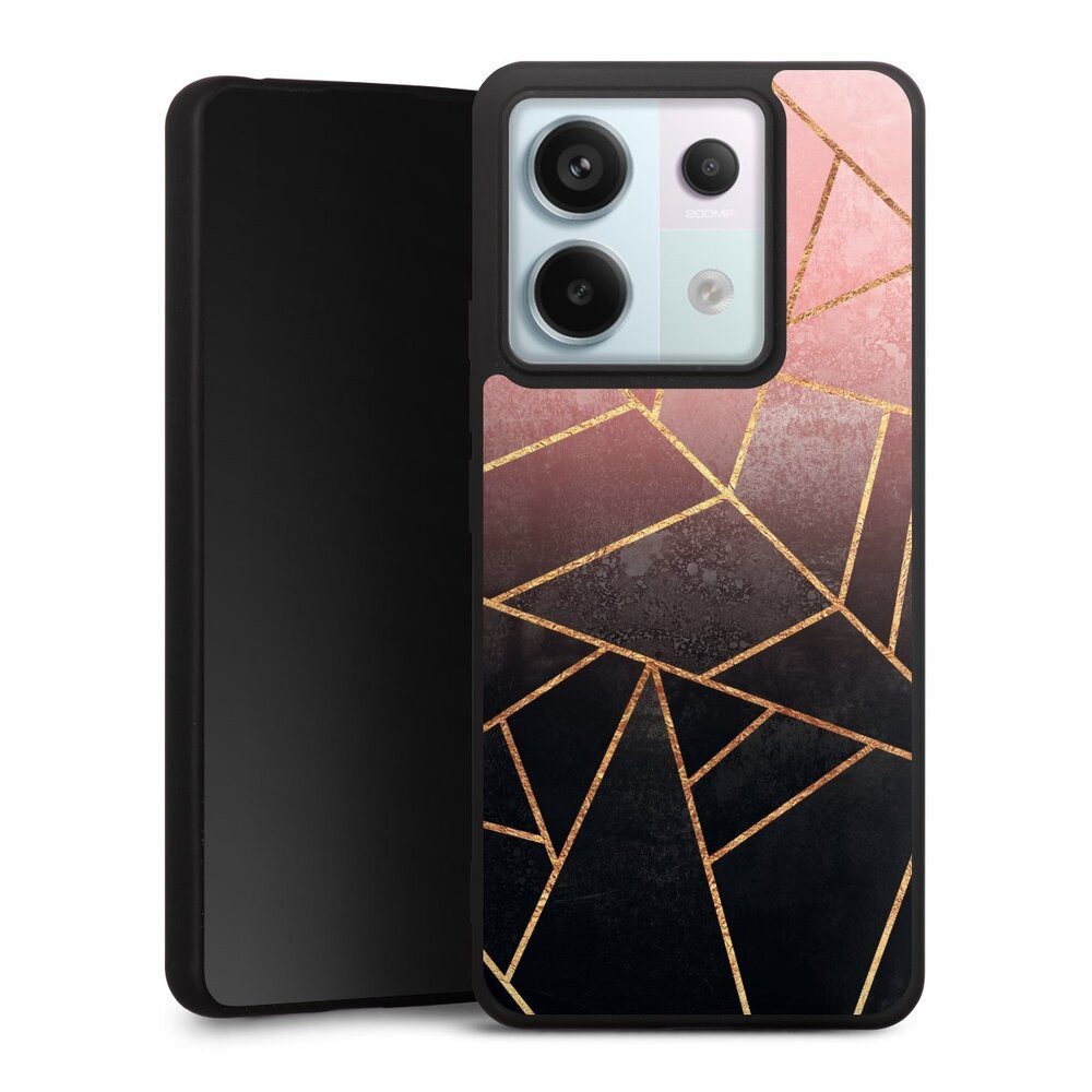 Handyhülle Farbverlauf Geometric Gold & Kupfer Pink And Black Stone Gold Print