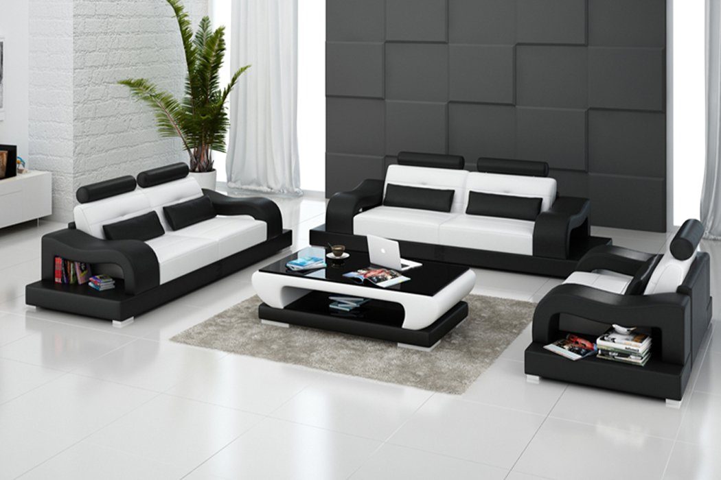 stilvolle Europe 3+2+1 Sofas JVmoebel Luxus in Polstermöbel Schwarz Neu, Sofa Couchgarnitur Made
