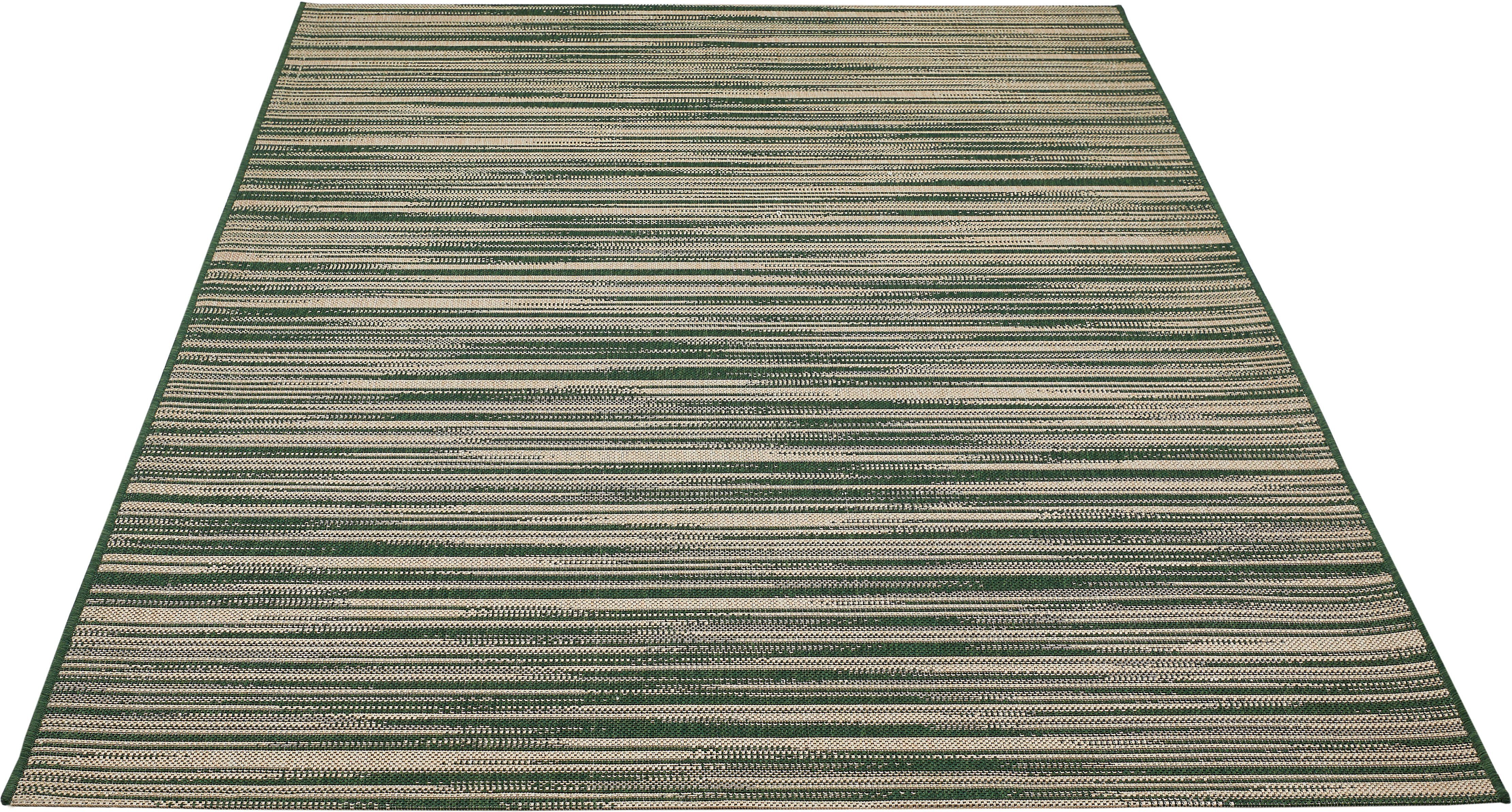 Teppich Dawes, my home, rechteckig, Höhe: 5 mm, Flachgewebe, gestreift, In- und Outdoor geeignet, Wohnzimmer dunkelgrün | Kurzflor-Teppiche