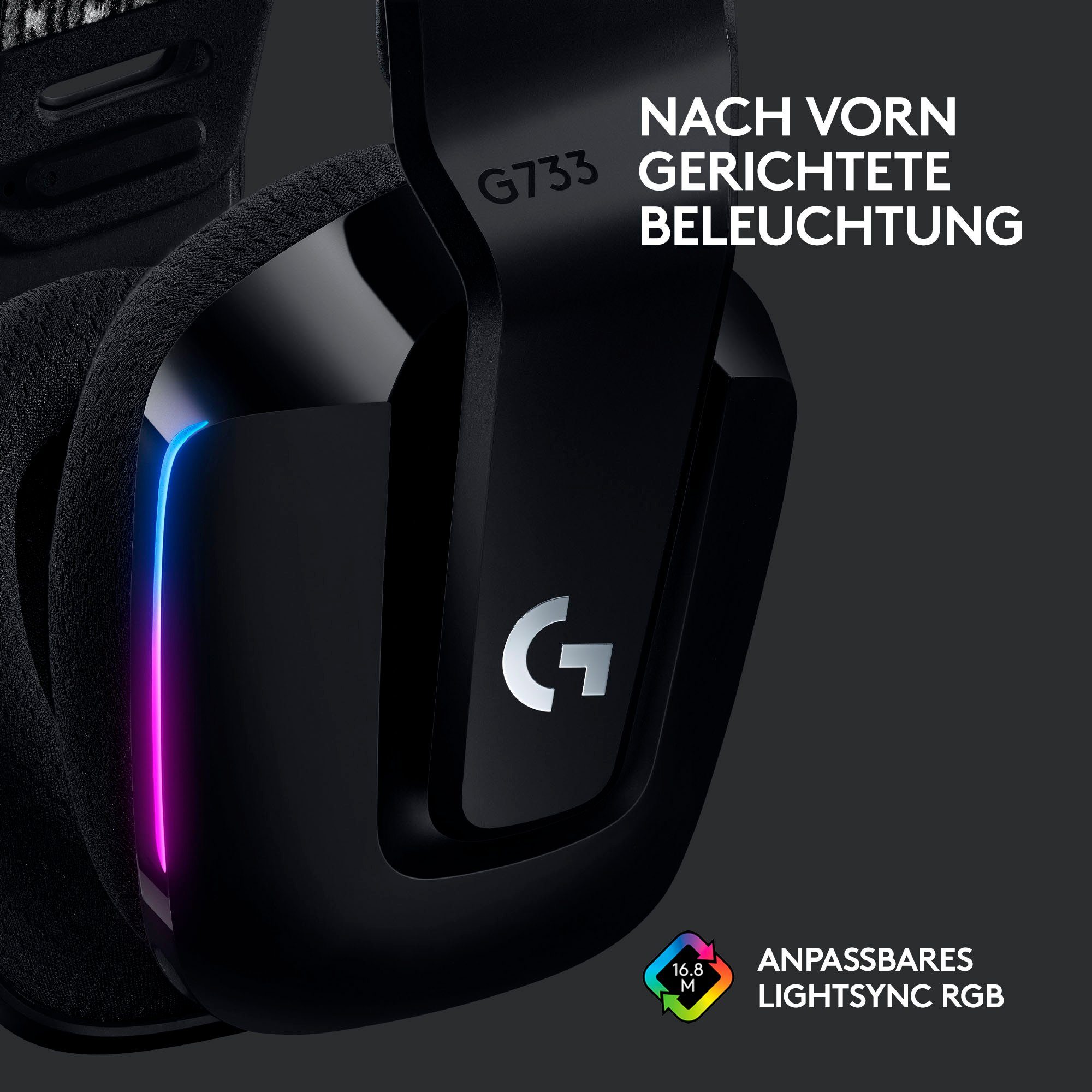 schwarz LIGHTSPEED RGB WLAN G Logitech abnehmbar, Gaming-Headset Wireless G733 (WiFi) (Mikrofon