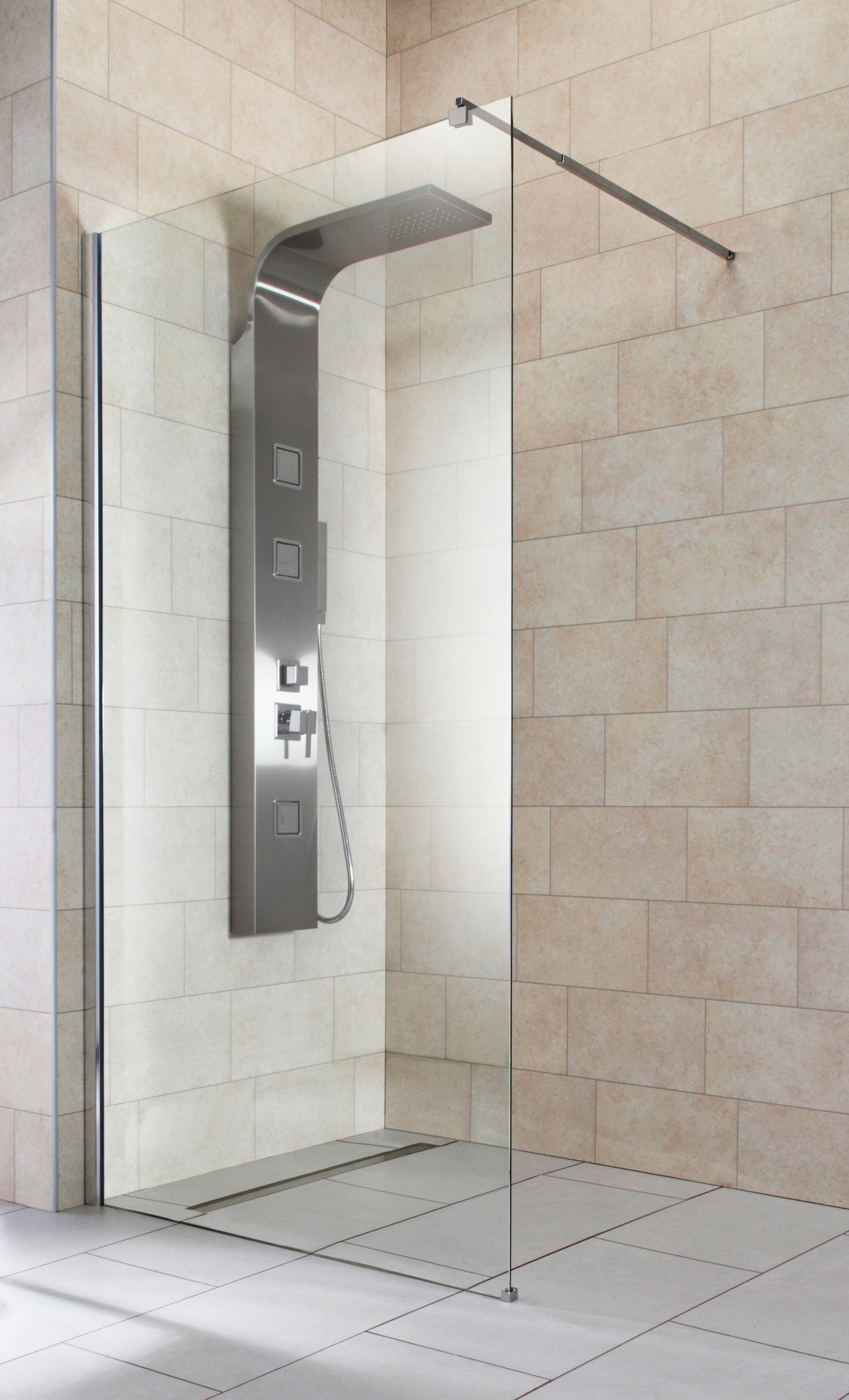 welltime Walk-in-Dusche Tropea light, Einscheibensicherheitsglas, Inklusive verstellbarem Wandarm