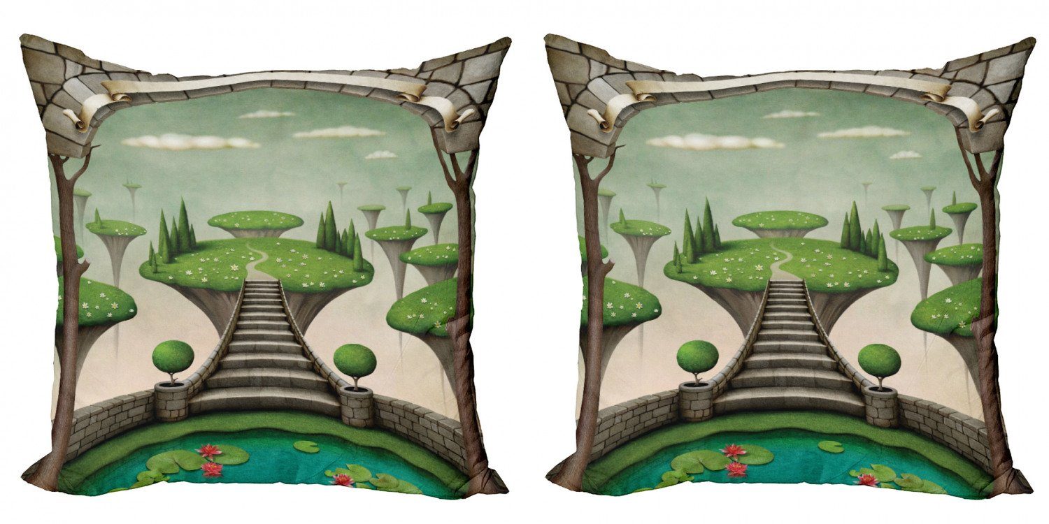Kissenbezüge Modern Accent Doppelseitiger Digitaldruck, Abakuhaus (2 Stück), Fantasie Hanging Islands Pond