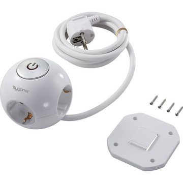 Sygonix 3-fach Steckdosenwürfel mit 2 USB-Anschlüssen Steckdosenleiste, mit Hängelasche, mit Schalter, mit USB