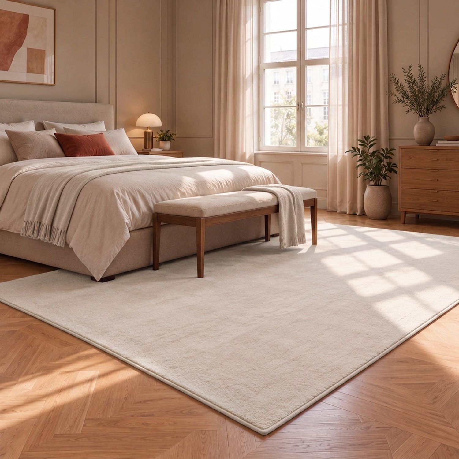 Vimoda Teppich Cozy Kurzflor Teppich – Angenehm warm & weich, waschbar & rutschfest, Rechteck, Höhe: 10 mm, Fellteppich Uni, Wohnzimmer, Schlafzimmer, kinderzim – Bild 3 von 5