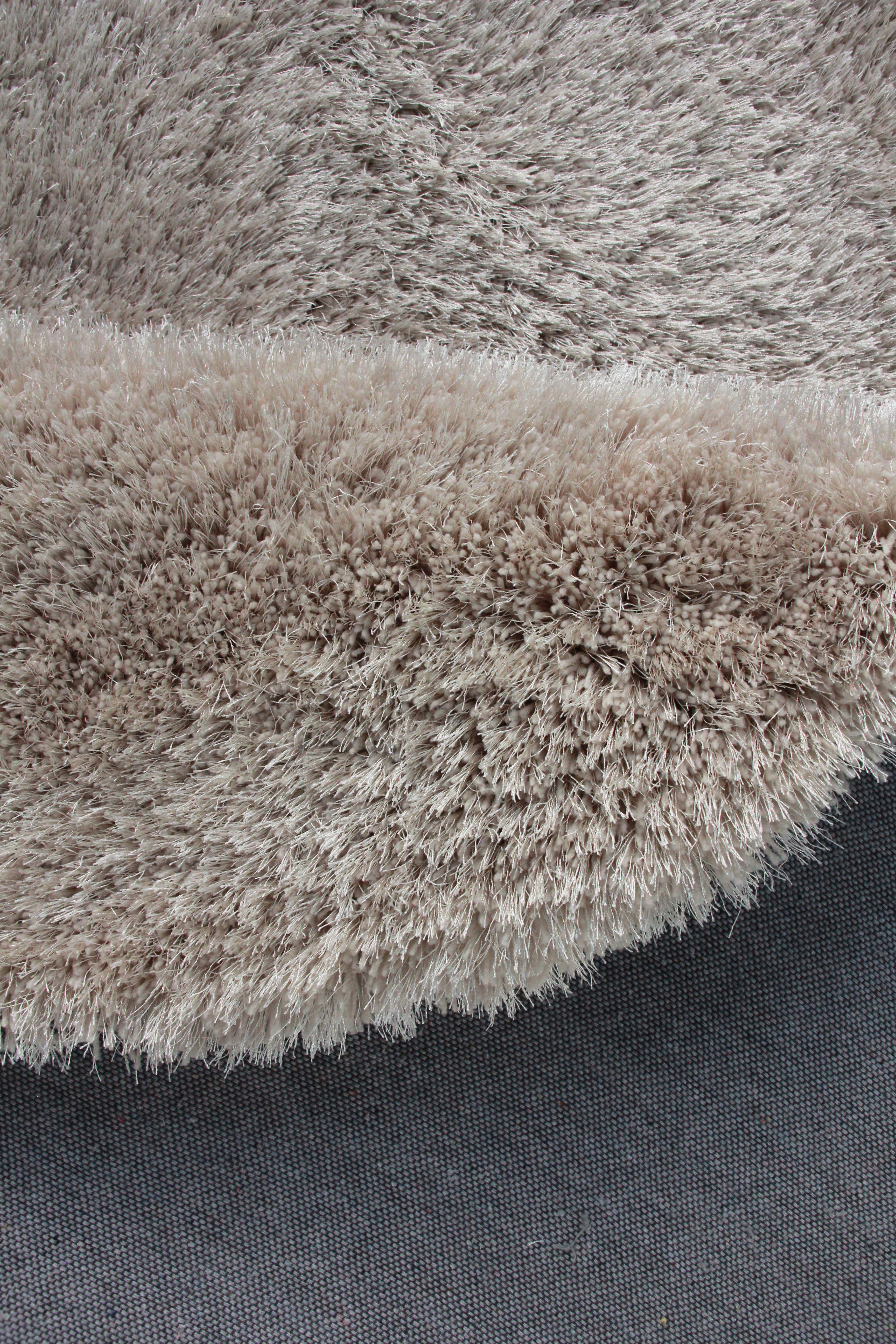 Hochflor-Teppich Lagos, Leonique, mm, extra rund, sand flauschig, fußbodenheizungsgeeignet 45 einfarbig, Höhe: Mikrofaser
