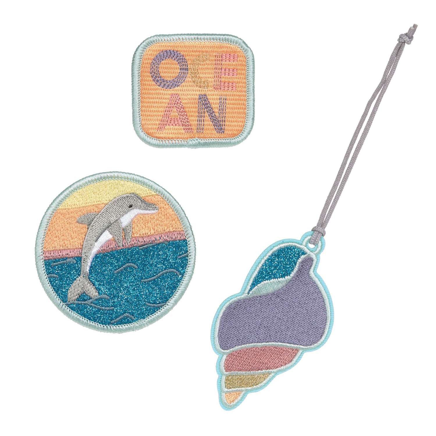 LÄSSIG Schulranzen Lässig Anhänger & Patches - Schul Set Unique, Dolphin (Ocean Edition)