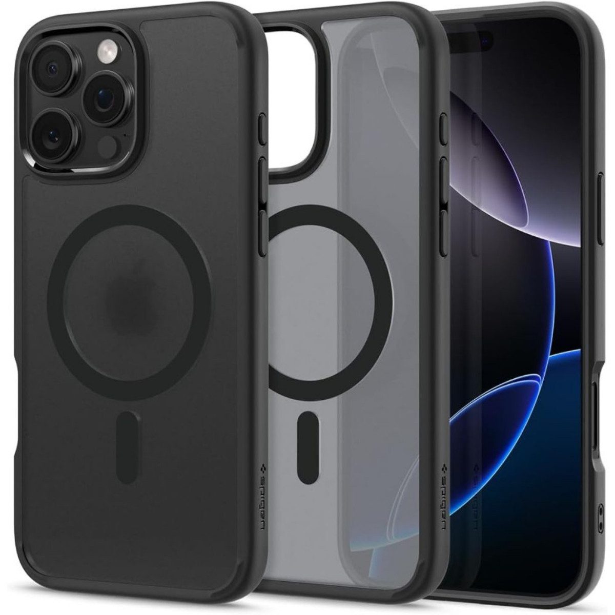Spigen Handyhülle Ultra Hybrid Magnetfunktion Kompatibel mit iPhone 16 Pro Schwarz 6,3, minimalistisches Design, präzise Konturen