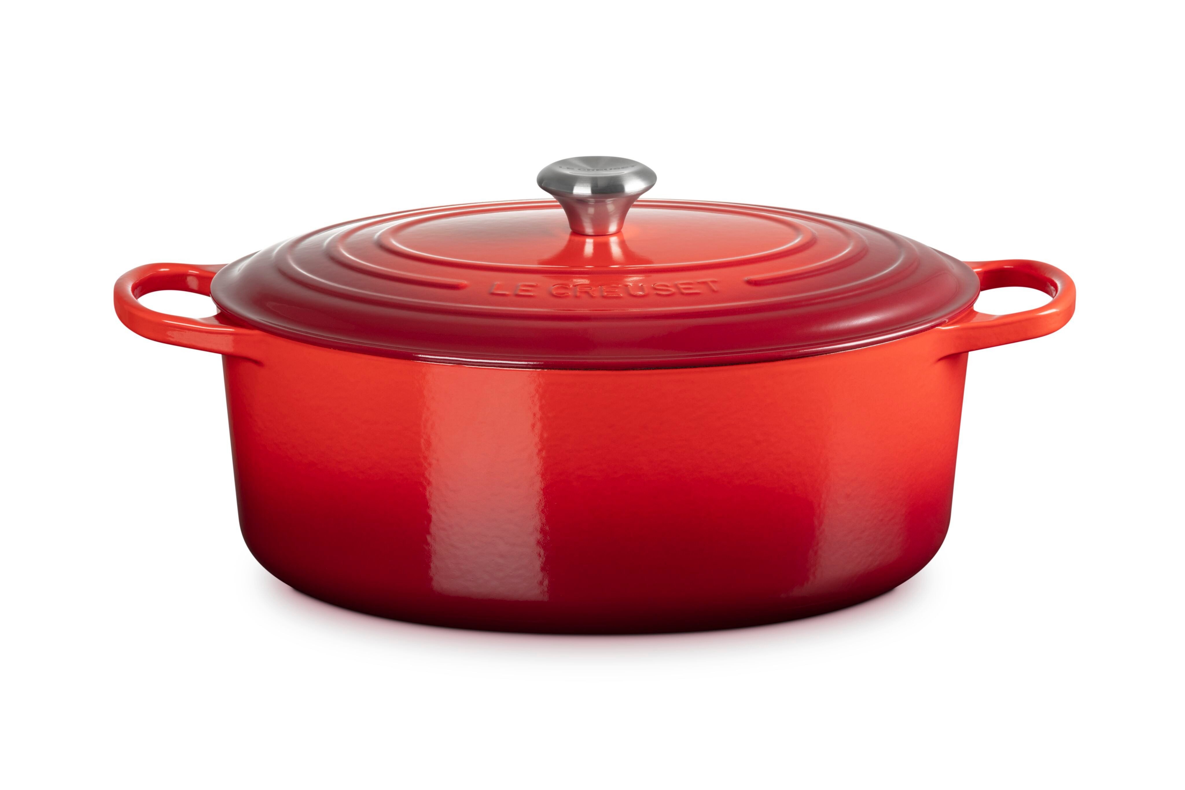 LE CREUSET Bräter Gusseisen-Bräter mit Deckel, Oval, Gusseisen, Oval, 7,38 kg, Kirschrot, 21178350602430