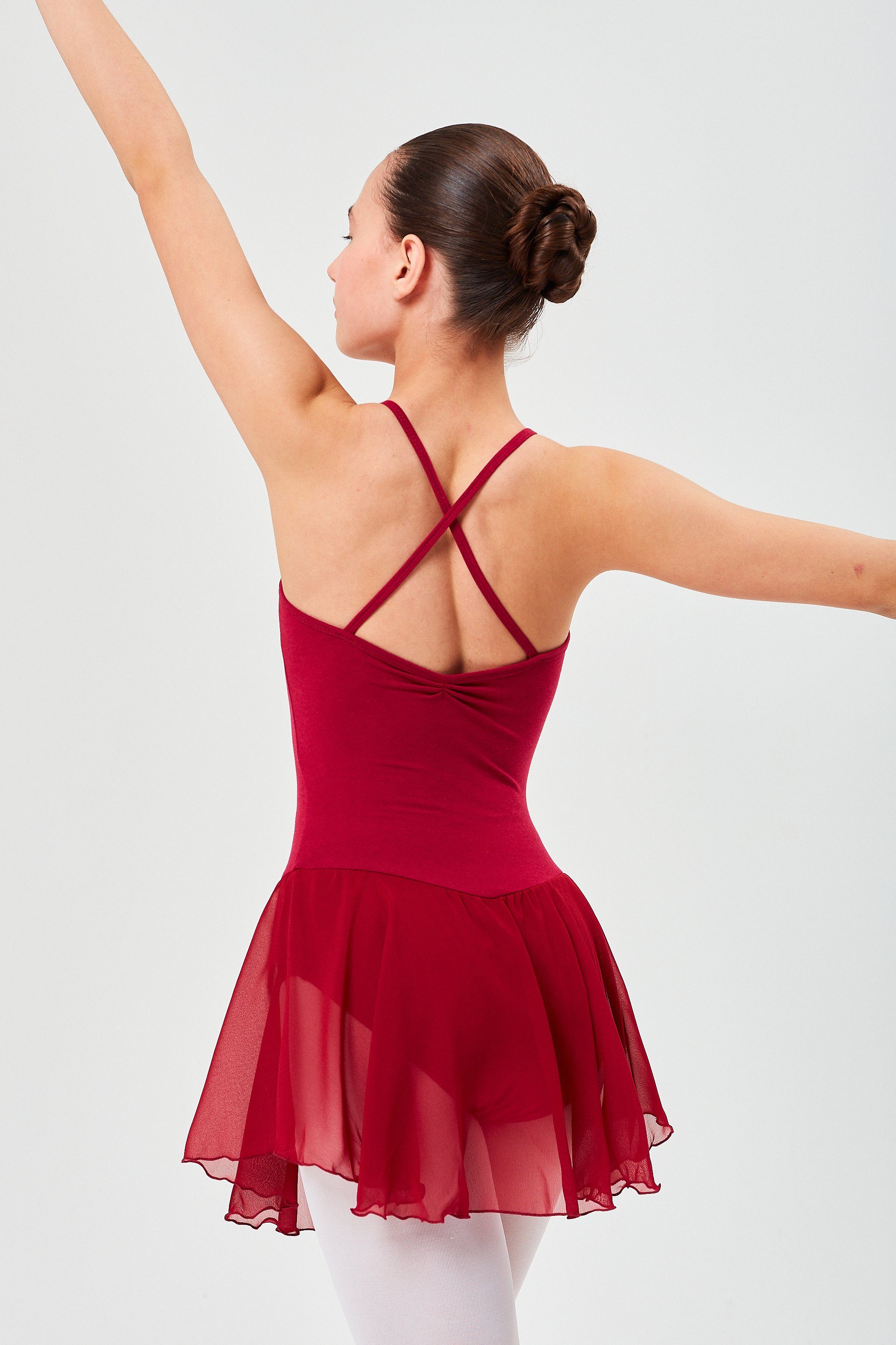 tanzmuster Chiffonkleid Ballettkleid Maja mit Glitzersteinen Mädchen Ballettbody mit Chiffon Röckchen