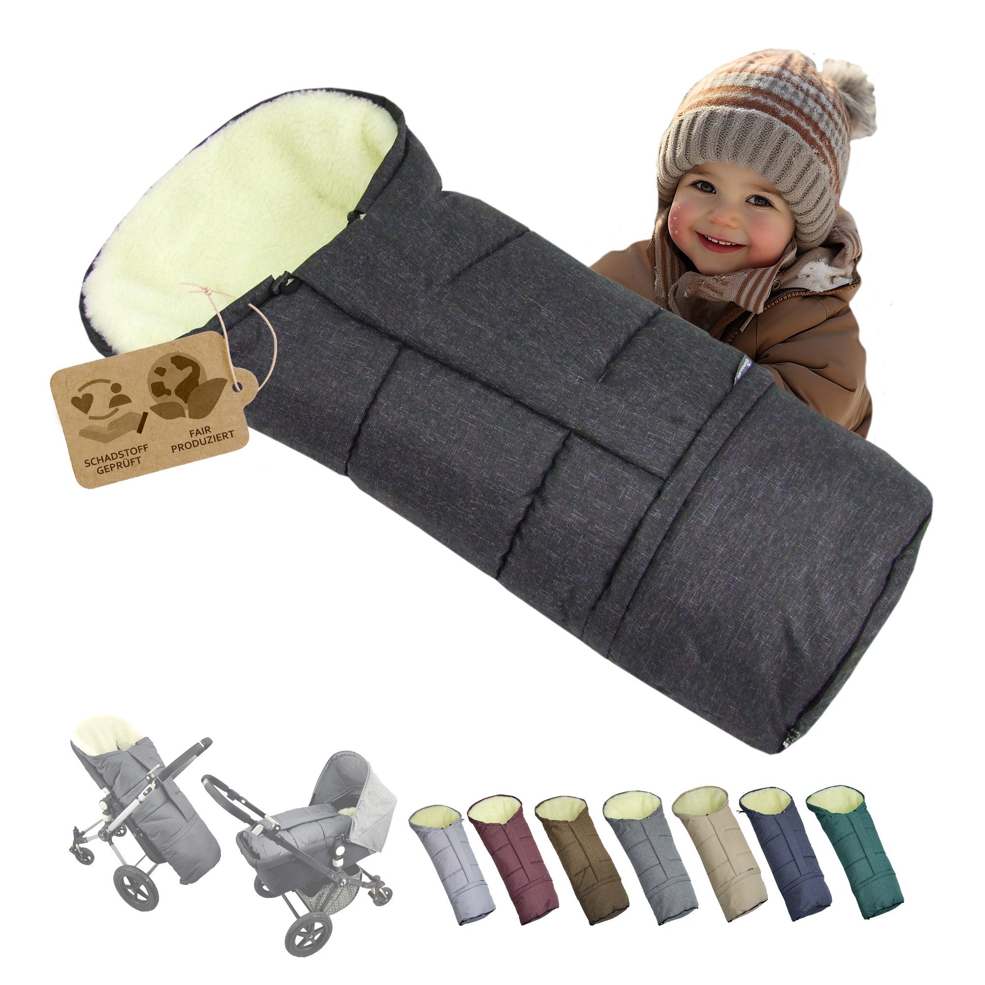 BambiniWelt by Rafael K. Fußsack Winterfußsack Fußsack für Kinderwagen Buggy mumienform Wolle MELIERT, universal für Kinderwagen, Buggy, Jogger, Schlitten