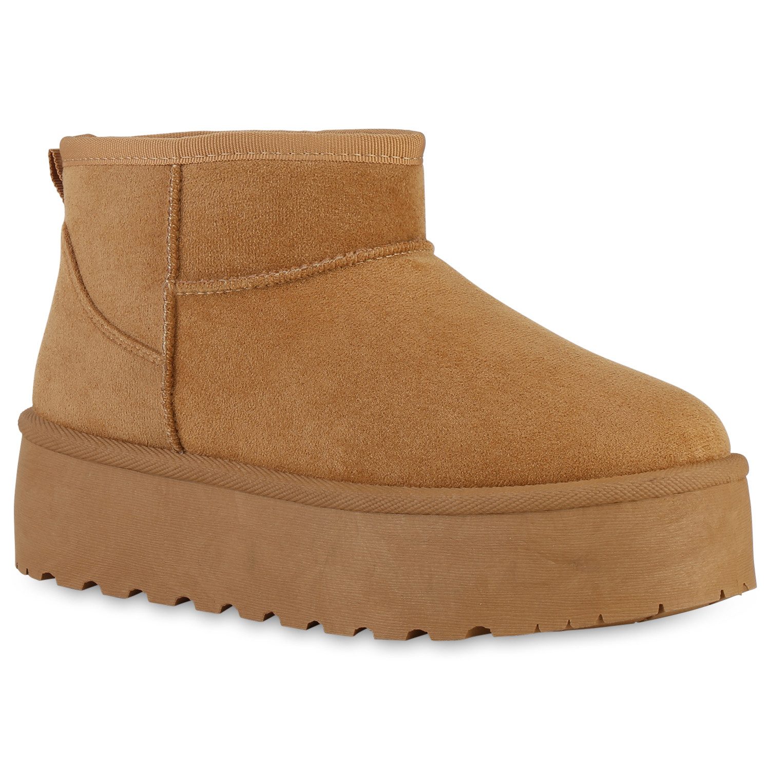 VAN HILL 840596 Plateaustiefelette Damen Warm Gefütterte Plateau Boots Profil-Sohle Plateau-