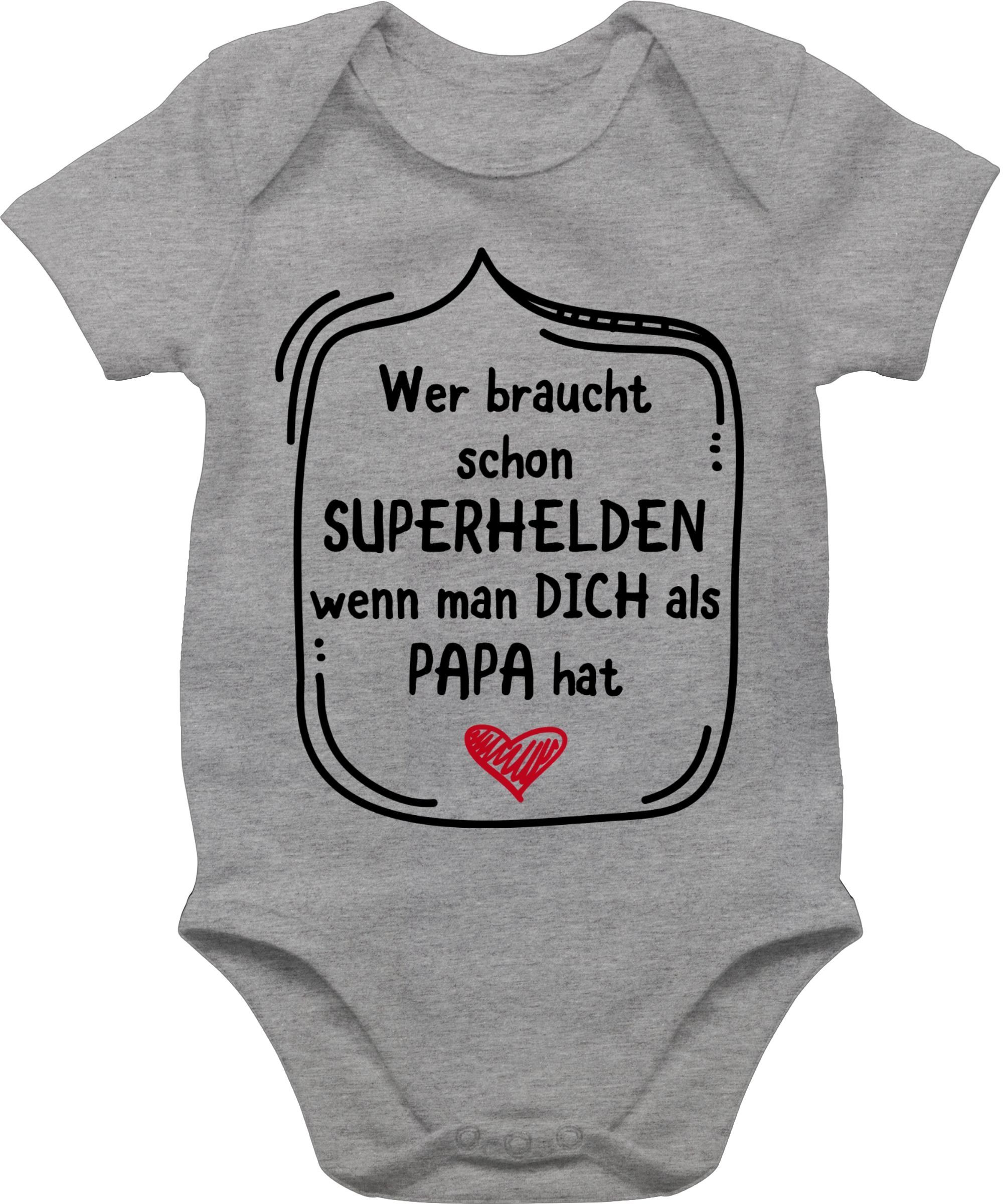 wenn schon braucht 2 Grau Shirtbody Superhelden Vatertag hat Shirtracer Papa als Geschenk man meliert Wer Baby dich