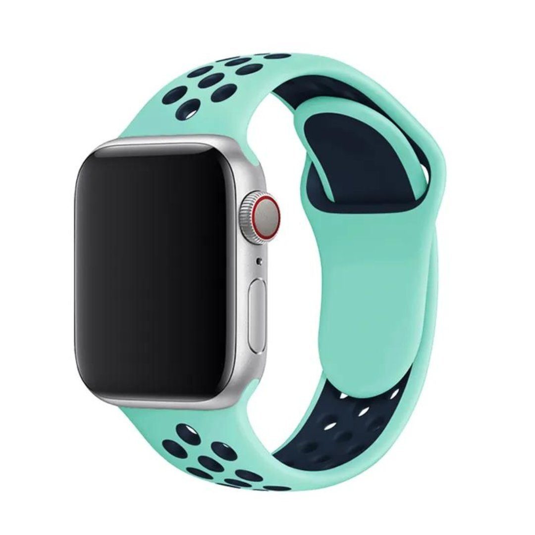 SmartUP Uhrenarmband Sport Silikon Armband für Apple Watch 1/2/3/4/5/6/7/8 SE Ultra, Sportband 38/40/41mm 42/44/45/49mm, Silikon Ersatz Armband #10 Türkis
