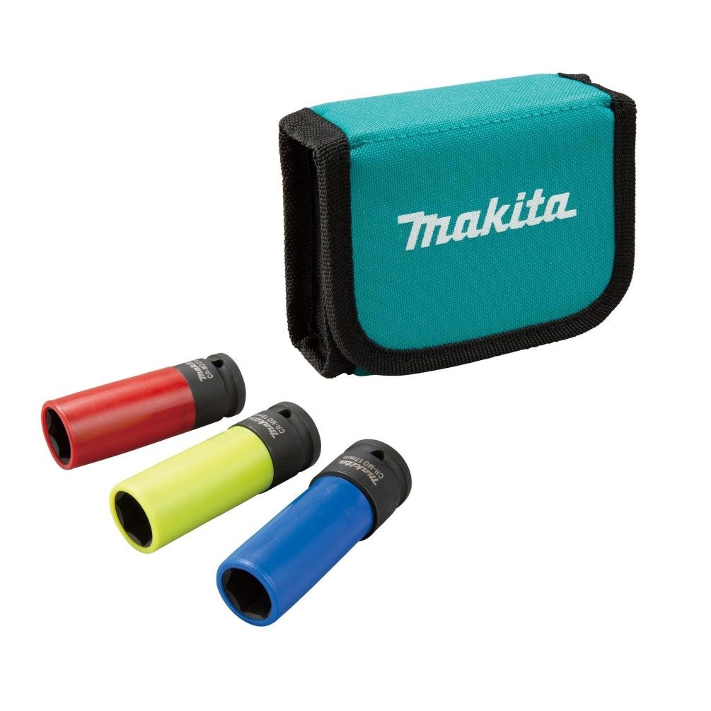 Makita Bohrer- und Bit-Set Schlagnuss-Set KFZ 3 teilig SW17, SW19, SW21, 1/2"