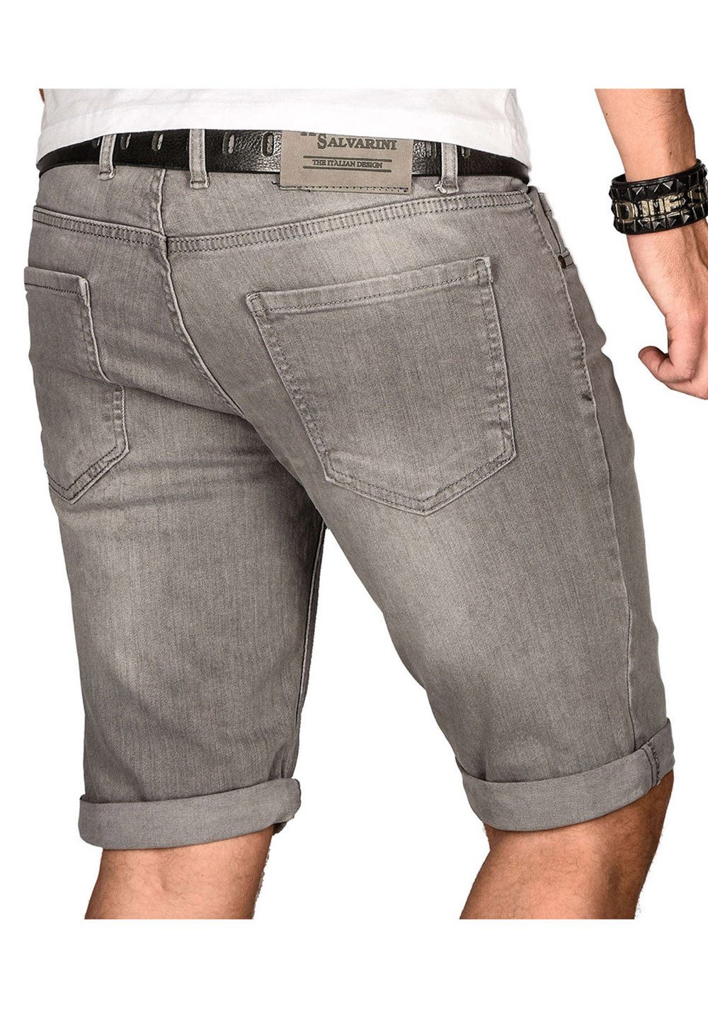 Alessandro Salvarini Shorts Herren Jeans – Used Look Stretch Denim Sommer Moderne Shorts mit Waschung und hohem Tragekomfort – Bild 3 von 4