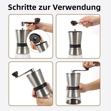 Welikera Kaffeemühle Manuell/Hand mit Keramikmahlwerk,Espressomühle mit 8 Mahlstufen