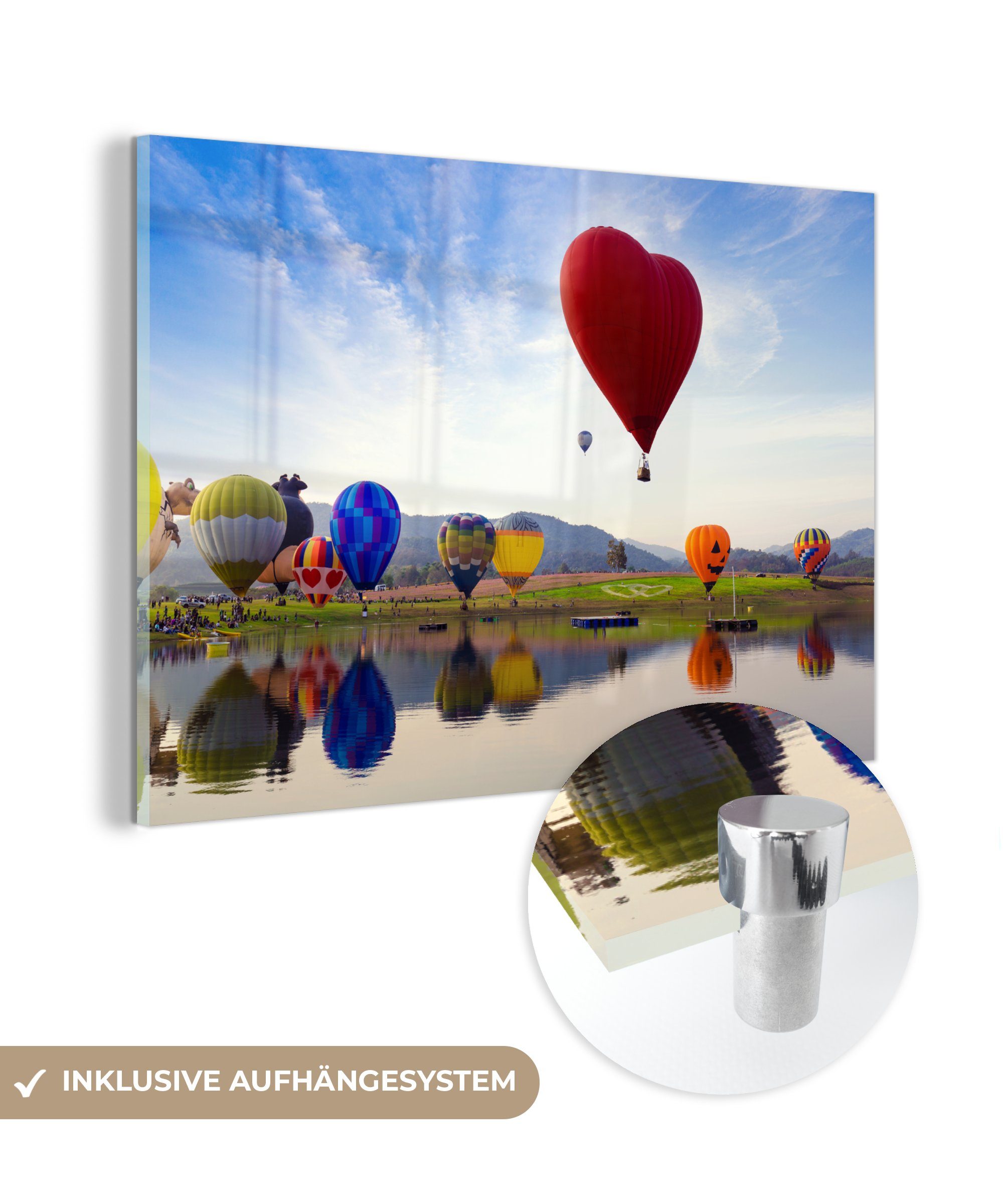 - (1 & - Festival Wohnzimmer Heißluftballon Acrylglasbild MuchoWow Schlafzimmer Wolken, Acrylglasbilder St),