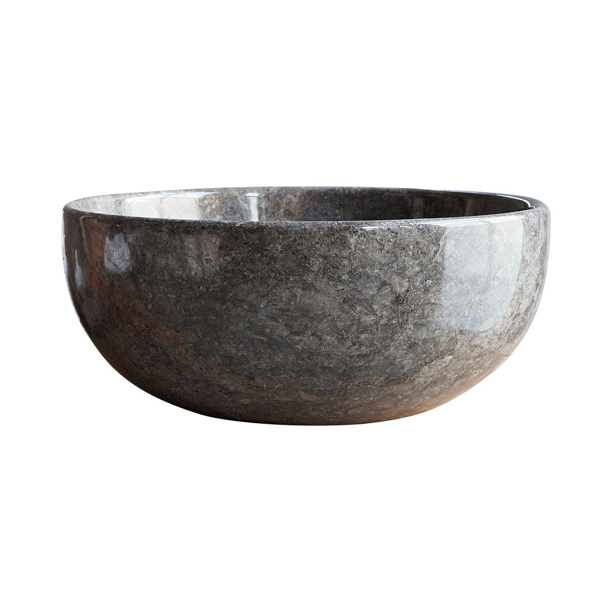 Tikamoon Waschbecken Rundes Marmorwaschbecken Mia light grey