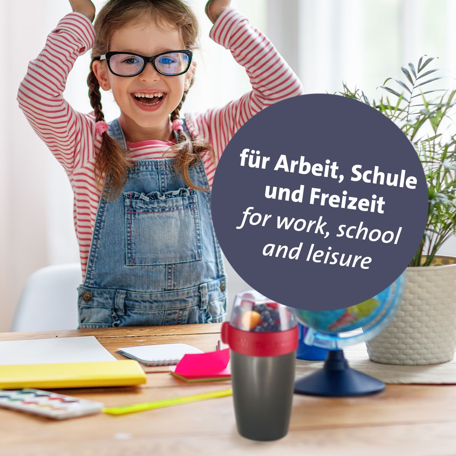 WESTMARK Mehrwegbecher, Kunststoff, (1-tlg), Joghurt-, Müsli-, Lunchbehälter, To Go, 200 + 500 ml, Made in Germany