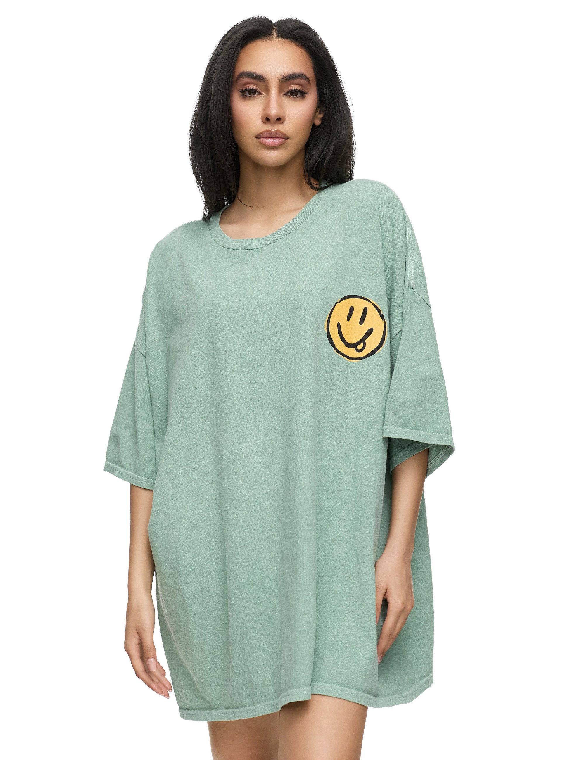 Worldclassca T-Shirt Worldclassca Oversized Print SMILE - GOOD MOOD T-Shirt günstig online kaufen