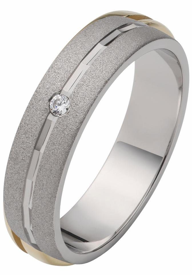 Firetti Trauring Schmuck Geschenk Hochzeit Ehering "LIEBE", wahlweise mit oder ohne Zirkonia (synth)