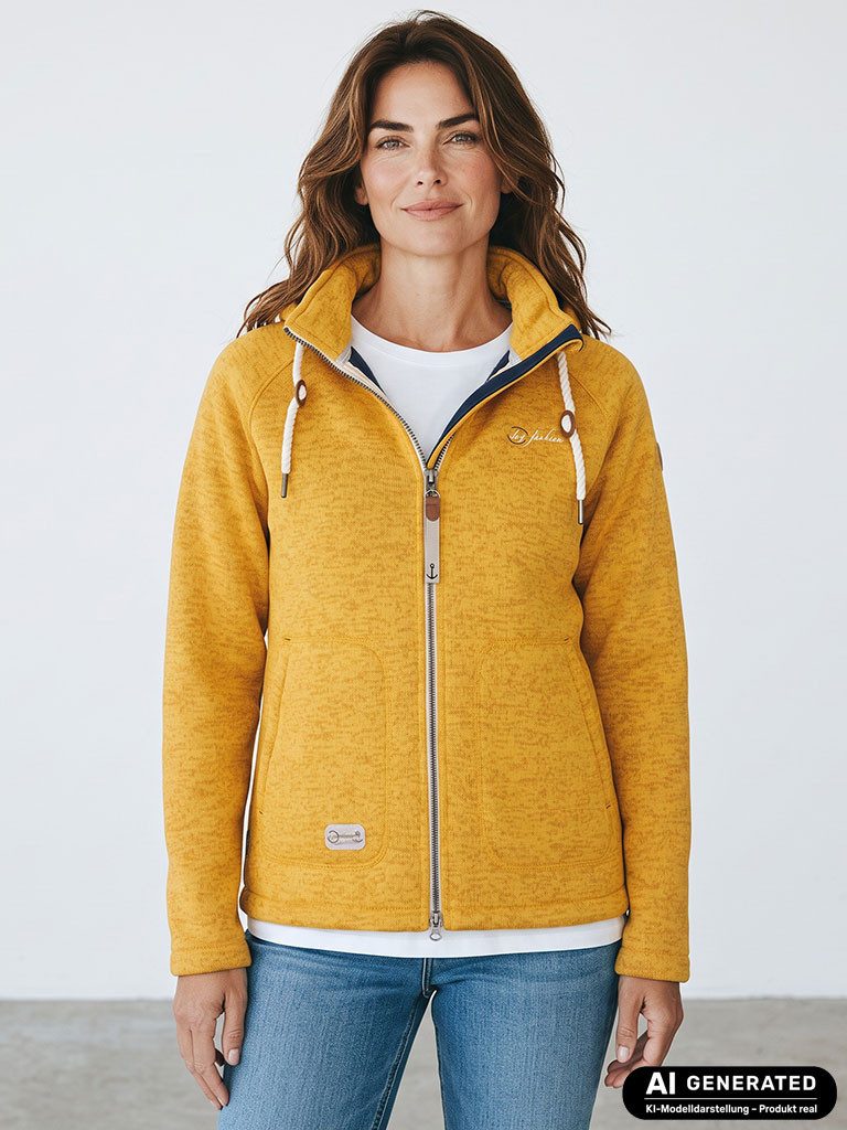 Dry Fashion Fleecejacke Föhr Damen Jacke Fleece mit Kapuze - Übergangsjacke Kapuzenjacke Kapuze & Bund verstellbar, Anti-Pilling, Taschen, Reißverschluss