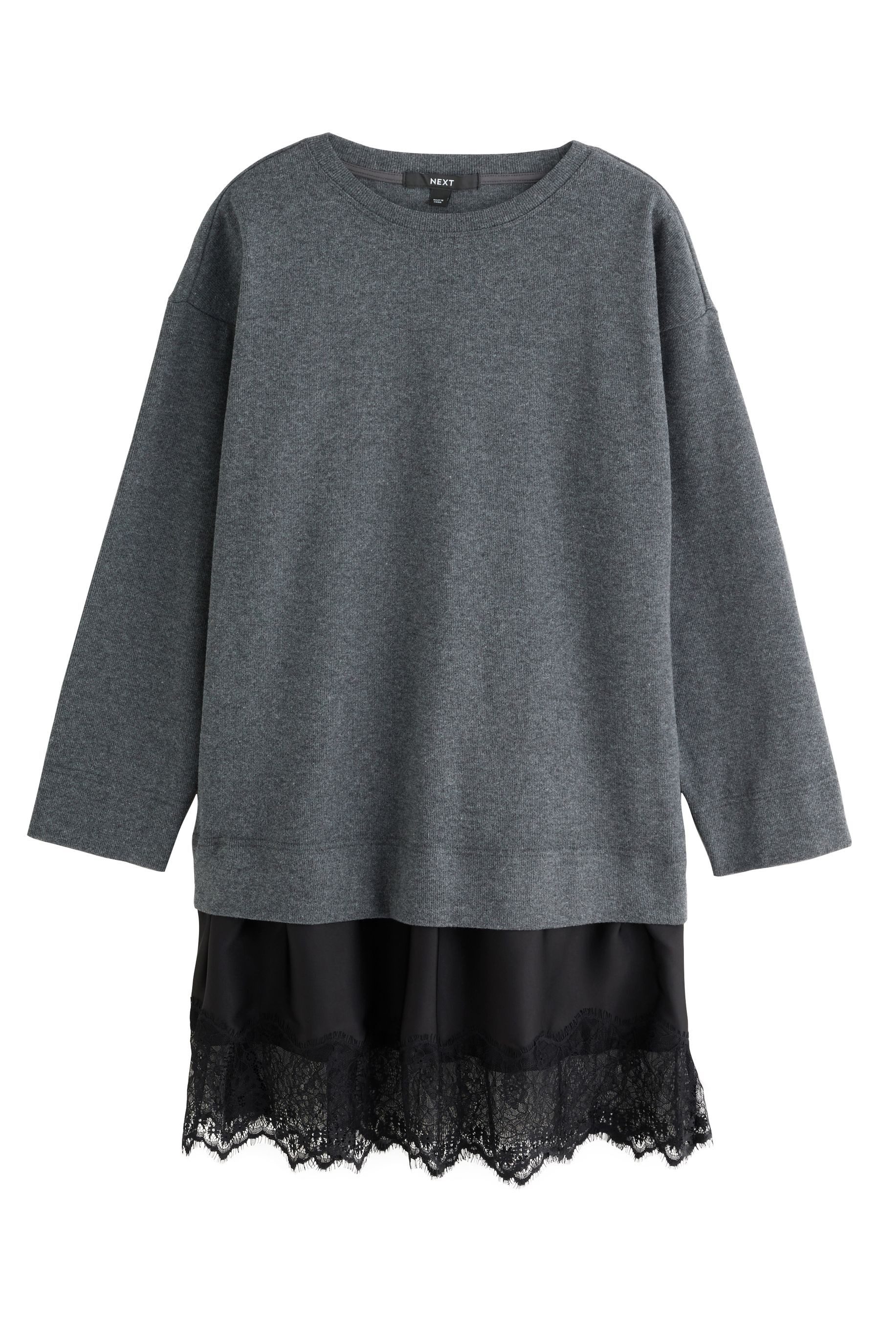 Next 2-in-1-Kleid 2-in-1 Pullover-Spitzerock mit weichem günstig online kaufen
