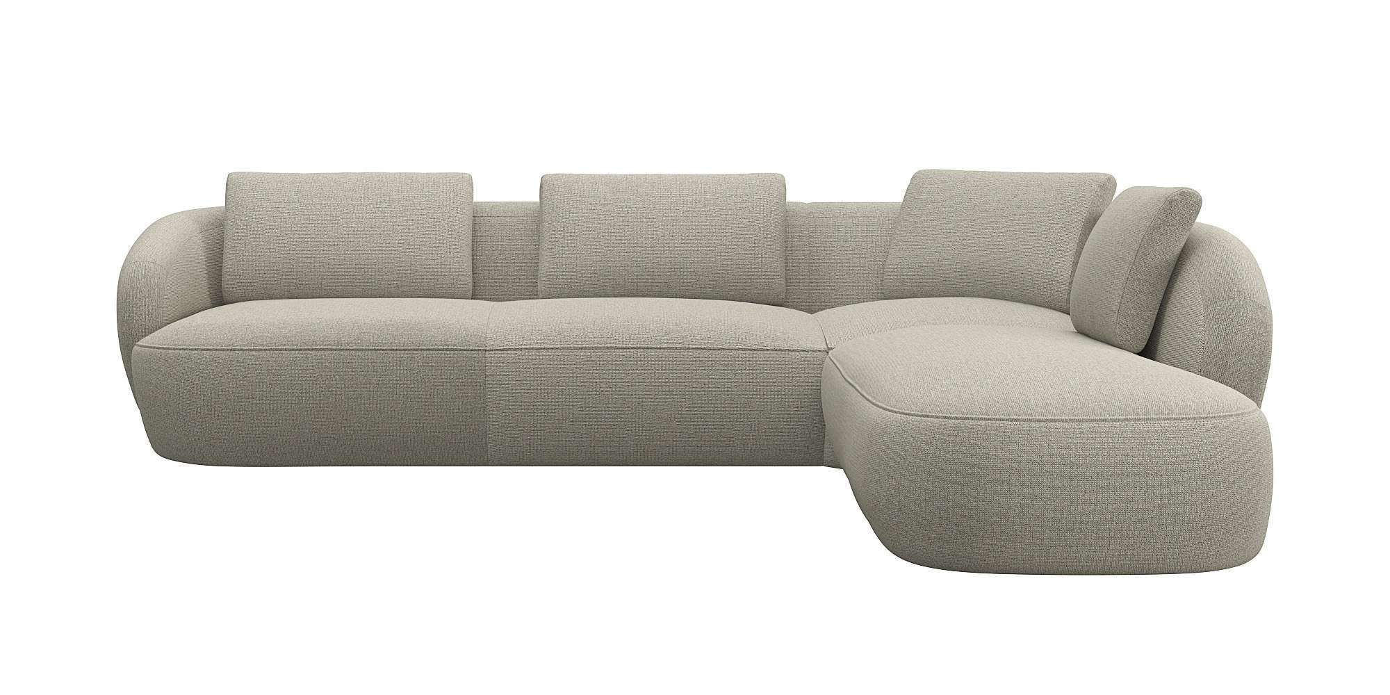 FLEXLUX Ecksofa Torino, rund, L-Form, Sofa-Ecke mit Ottomane, Modernes, organisches Sofa-Design, Kaltschaum, Wellenunterfederung