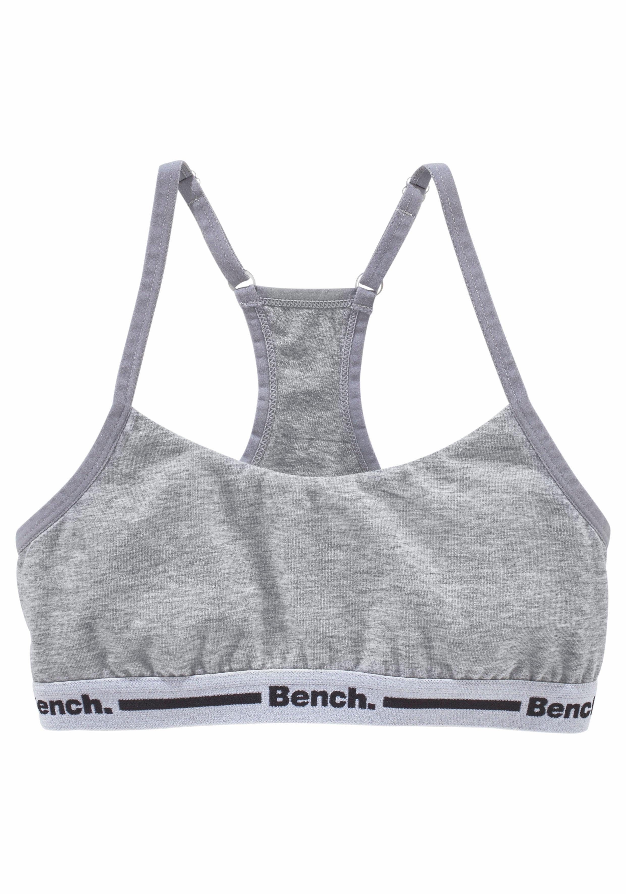 Mädchen (Packung, Bustier Bench. 2-tlg) weiß, Ringerrücken - grau-meliert verstellbarer