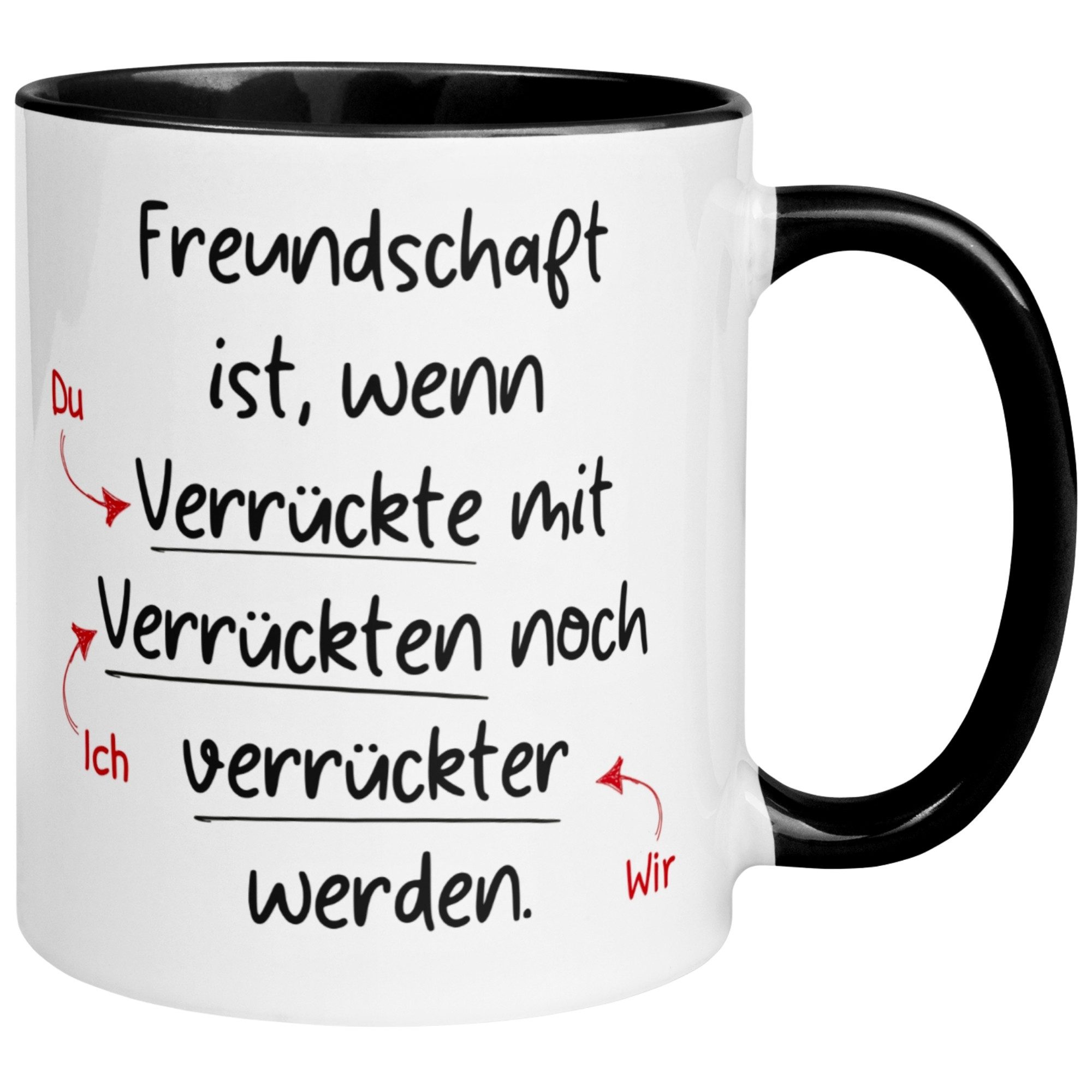 Momentals Tasse Beste Freundin Freund – „Wenn Verrückte zusammen verrückter werden“, Gratis Versand · Links-&Rechtshänder · Spülmaschinenfest