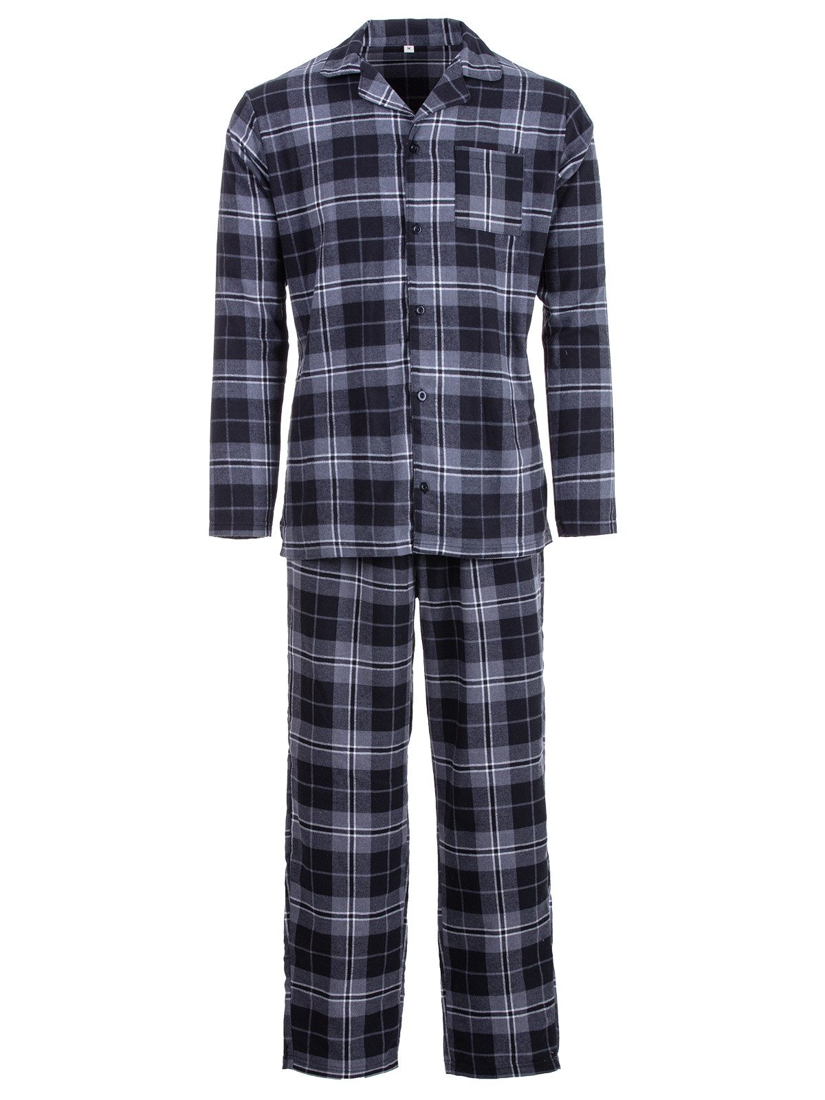 Henry Terre Pyjama Kent Langarm - Karo Look Hemdkragen durchgeknöpft Tartan Holzfäller