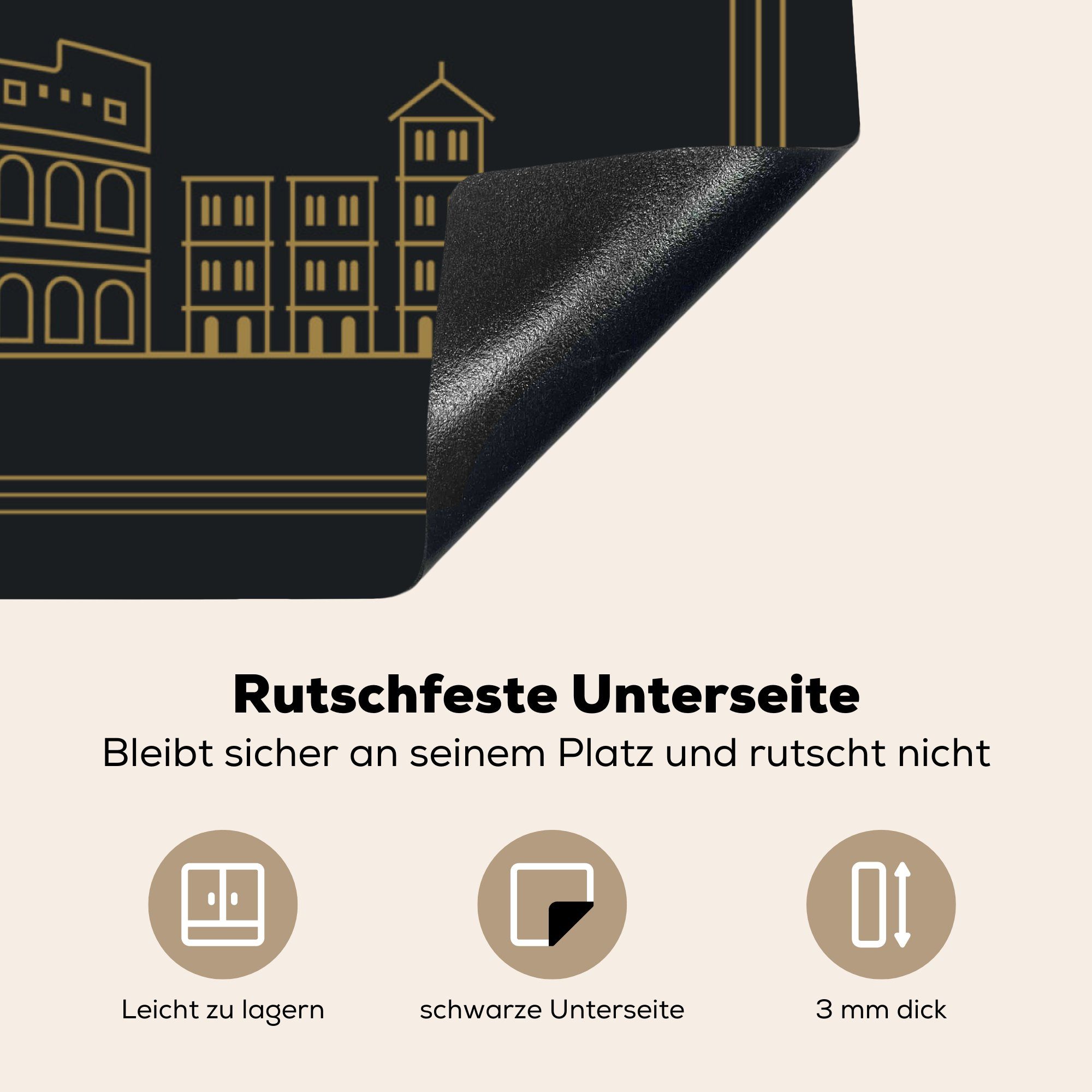 Ceranfeldabdeckung, Rom für Herdblende-/Abdeckplatte 78x78 MuchoWow Stadtbild - tlg), Arbeitsplatte schwarz, (1 cm, Vinyl, küche