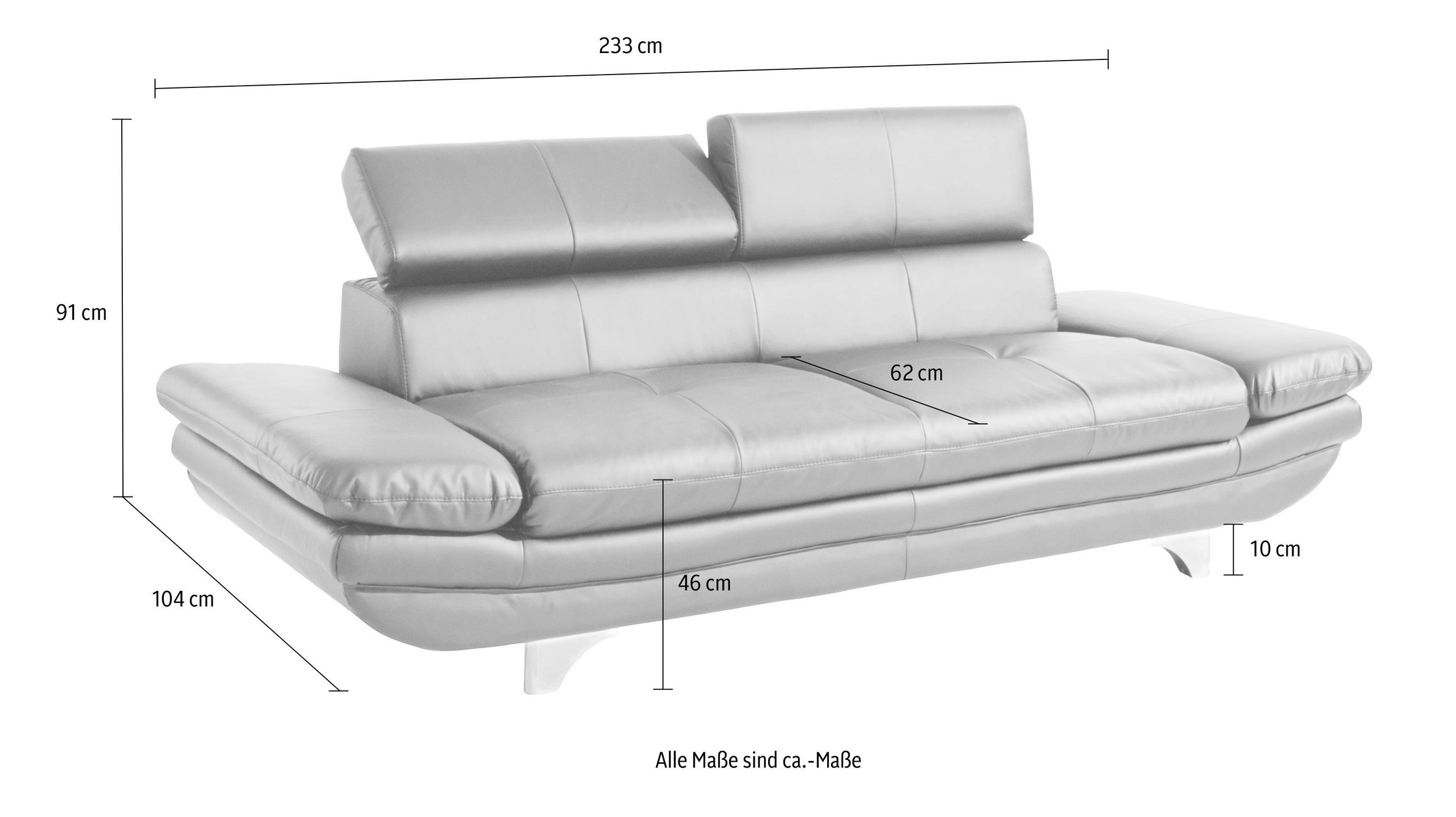 Sofa 3-Sitzer NaturLEDER von COTTA - Maße