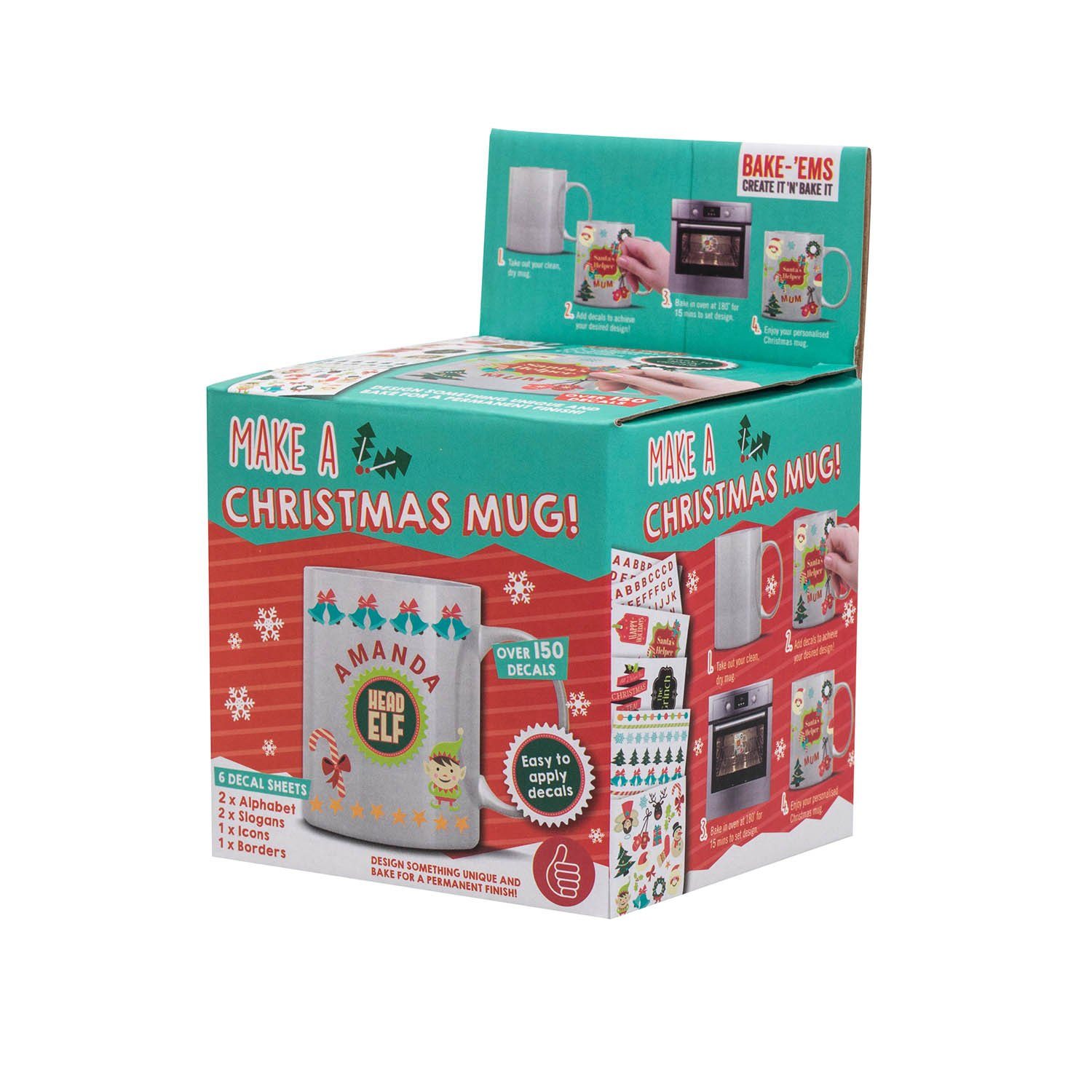 inkl. Sticker), Up Mug" DIY Tasse Sticker Keramik, Thumbs Christmas "Make a (inkl.