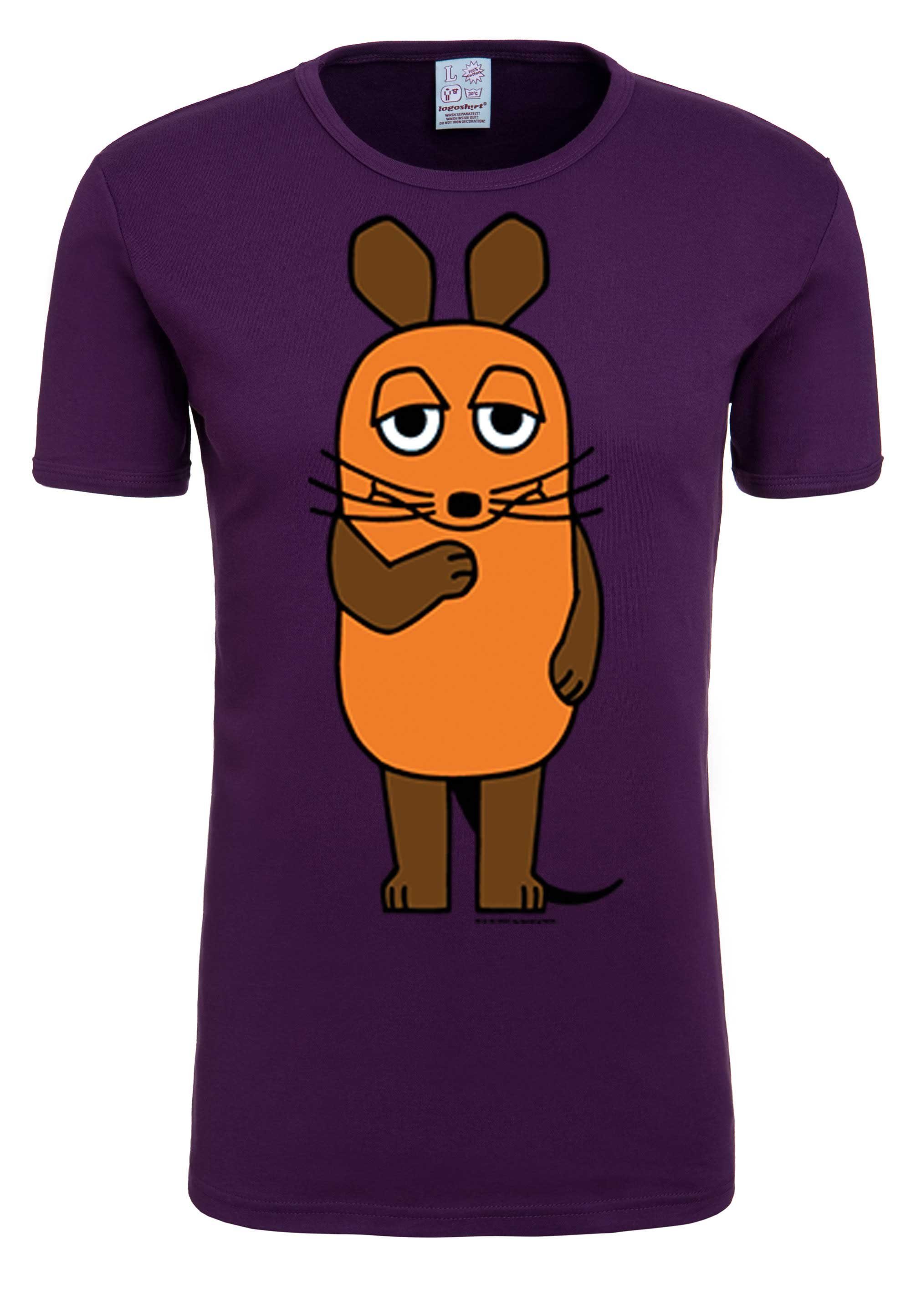 Sendung Originaldesign LOGOSHIRT lizenziertem violett der Maus mit Die T-Shirt mit