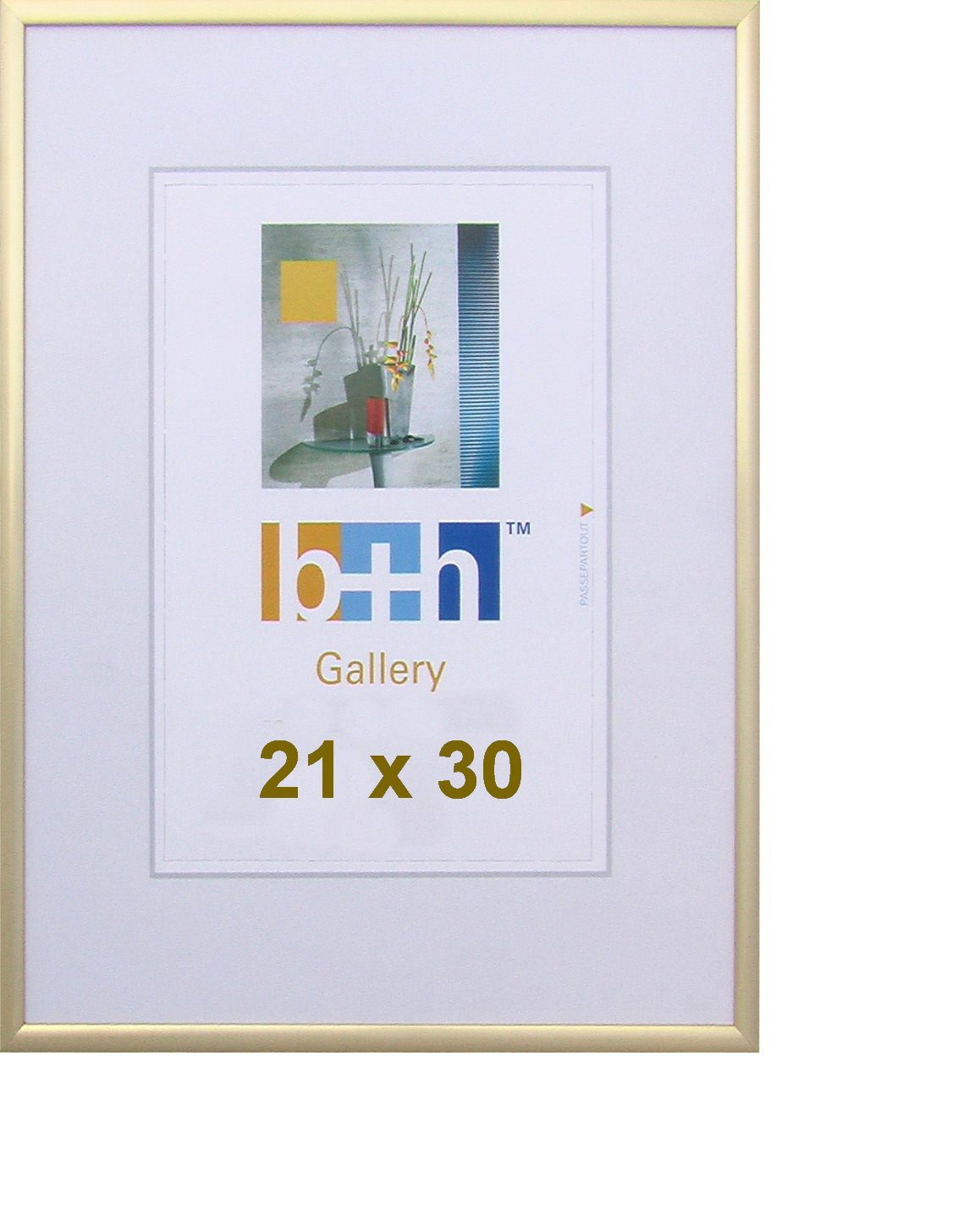 Oslo MasterLine Einzelrahmen Bilderrahmen Fotorahmen 21 x 30 Urkundenformat DIN A4 exakt 21 x 29,7, Urkundenrahmen Aluminium Echtglas Farbe gold matt