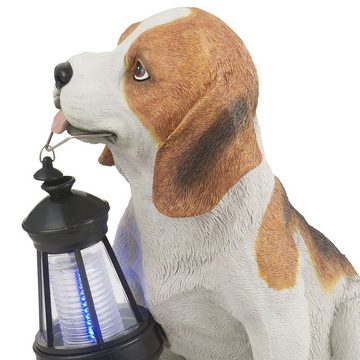 etc-shop LED Dekofigur, LED-Leuchtmittel fest verbaut, Warmweiß, Solar Hund Gartenskulptur für Außen Terrassen Gartendeko