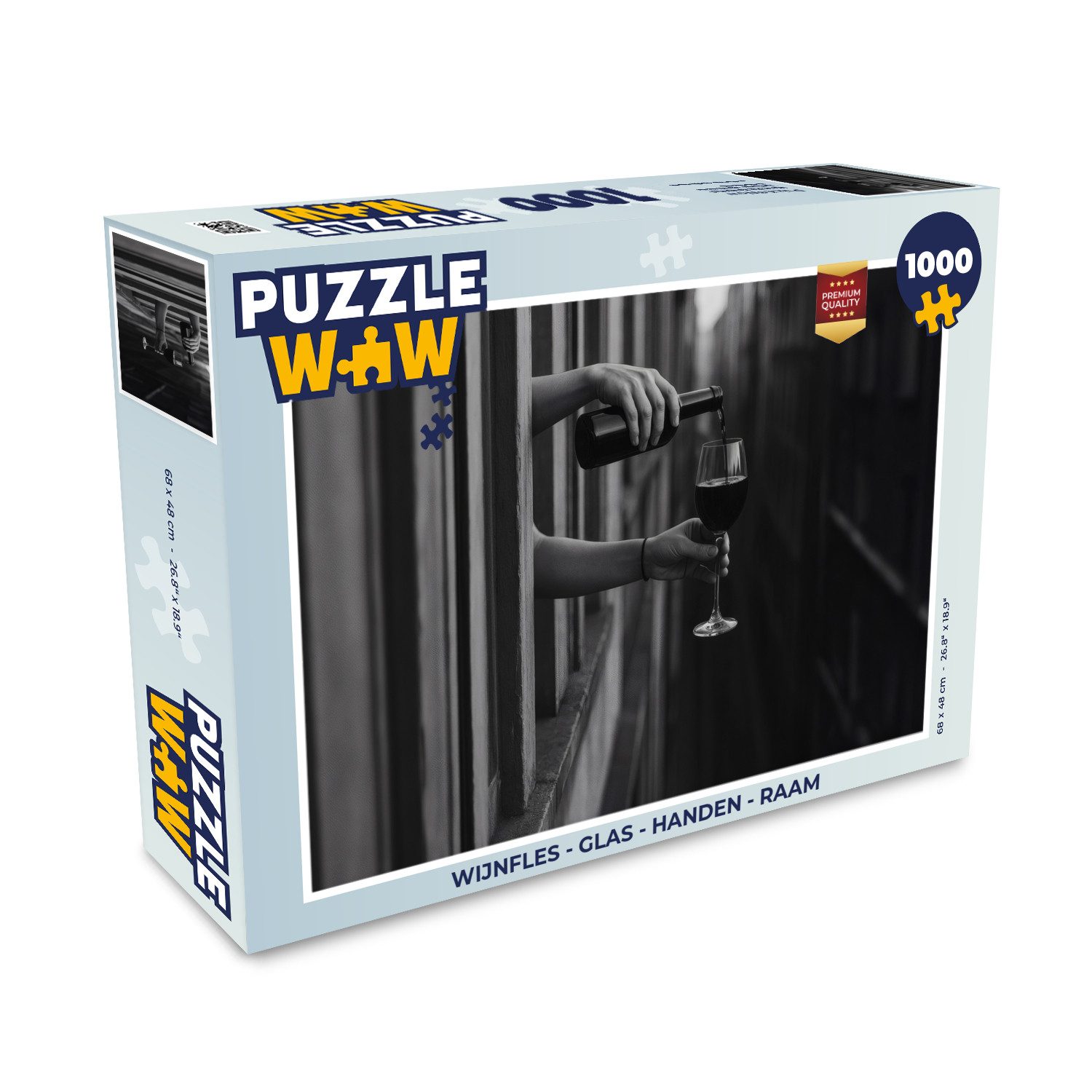 MuchoWow Puzzle Weinflasche - Glas - Hände - Fenster, 1000 Puzzleteile, Foto-Puzzle, Bilderrätsel, Puzzlespiele, Klassisch