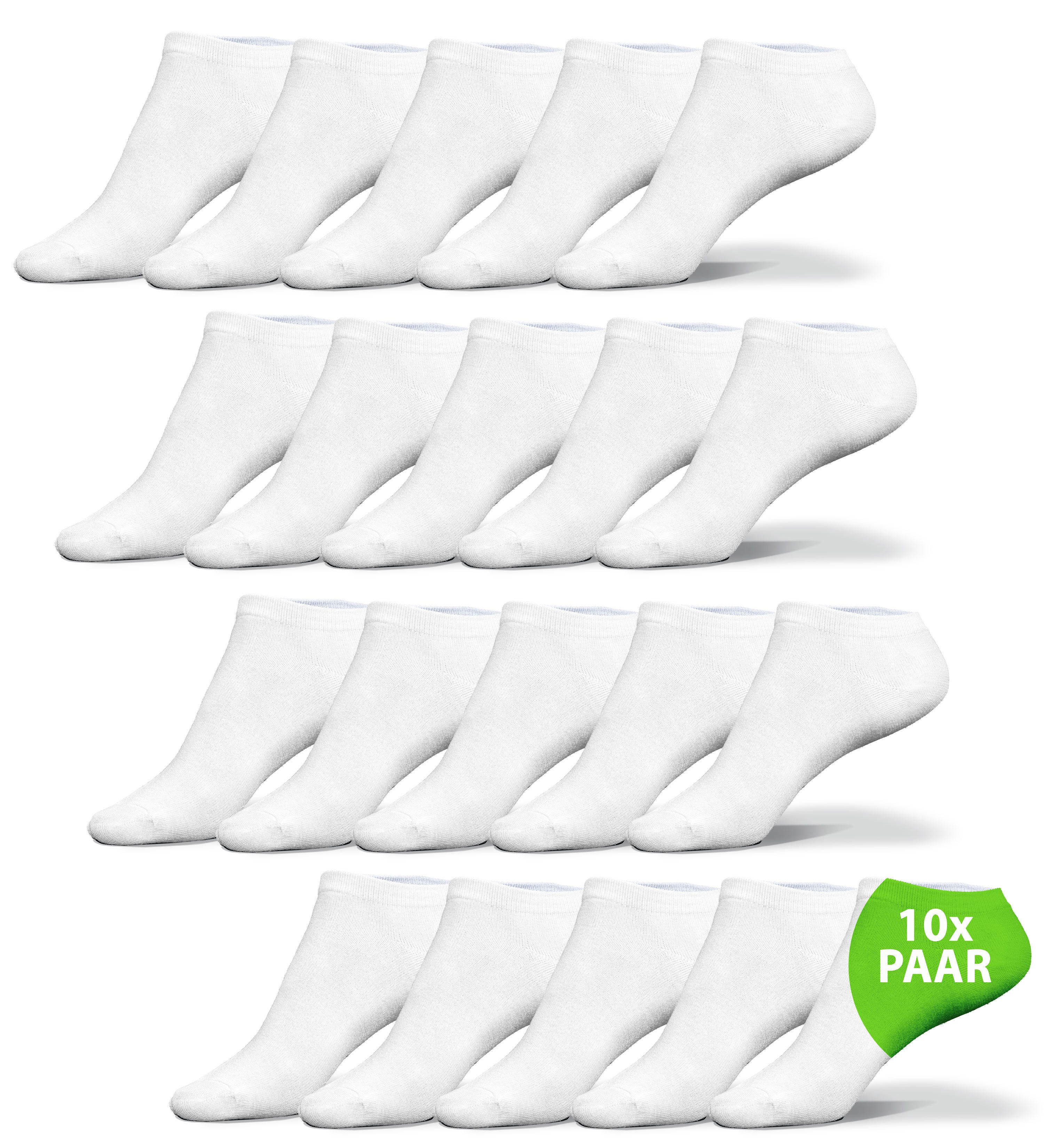 Kemes Sneakersocken kurze Socken Damen und Herren Halbsocken Sneakersocken Schwarz Weiß (10-Paar) Mit Größenbeschriftung unter der Socke