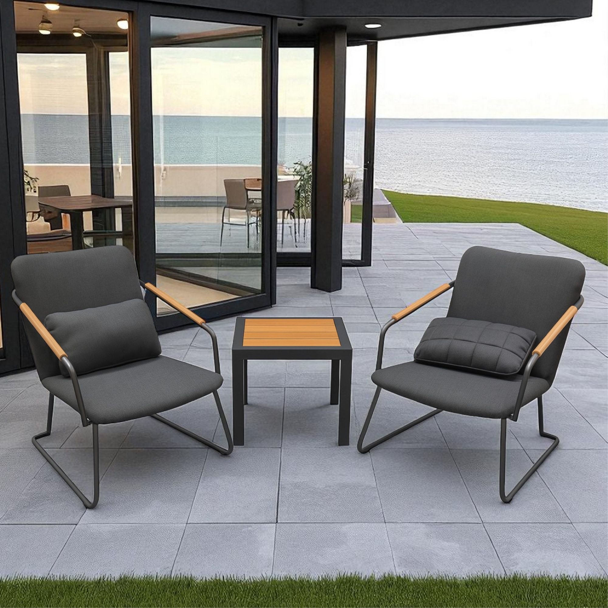 KETTLER Gartenlounge-Sessel Kettler 3tlg. Set GENTLE Lounge Sessel mit Lounge Tisch Aluminium