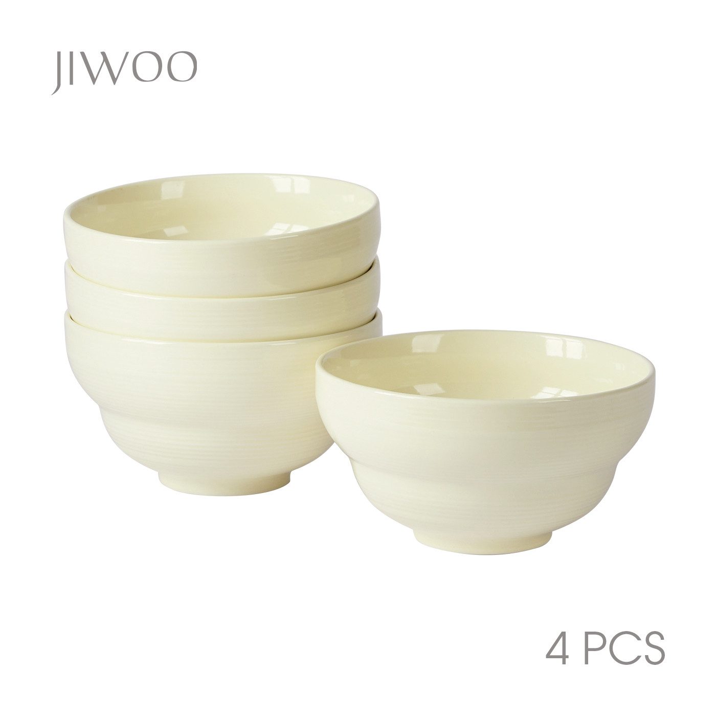 JIWOO Salatschüssel 4er,Ø15.4cm,Dessertschale,Eisschale,Müslischale,Suppenschüssel, Keramik, (Geschirrset, 4-tlg), Mikrowellen-und spülmaschinenfest,Minimalistisches,Stapelbares,Ø15.4cm