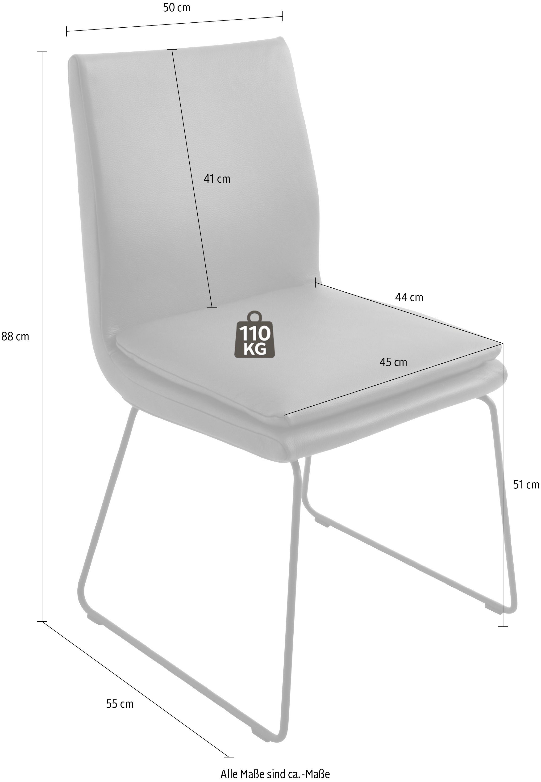 K+W Komfort & Wohnen mit Creso, schoko Rundrohrkufe schwarz und in Sitzkissen Struktur Metall Esszimmerstuhl