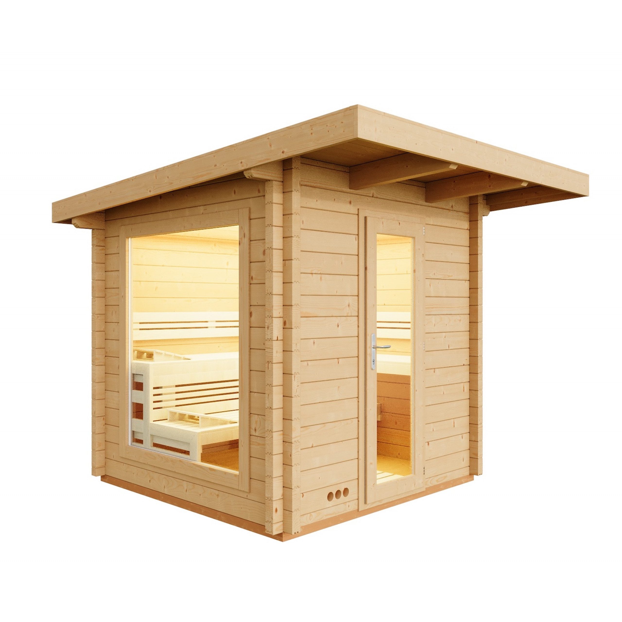 Infraworld Fasssauna Infraworld Gartensauna Terra 5B Außensauna Massivholzsauna Saunahaus