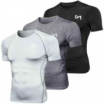 MEETYOO Funktionsshirt Herren Kurzarm Funktions Shirts (Workout Trainingsshirt, Laufshirt Basisschicht T-Shirt Top) Atmungsaktiv Fitness Sport Kompression Shirt