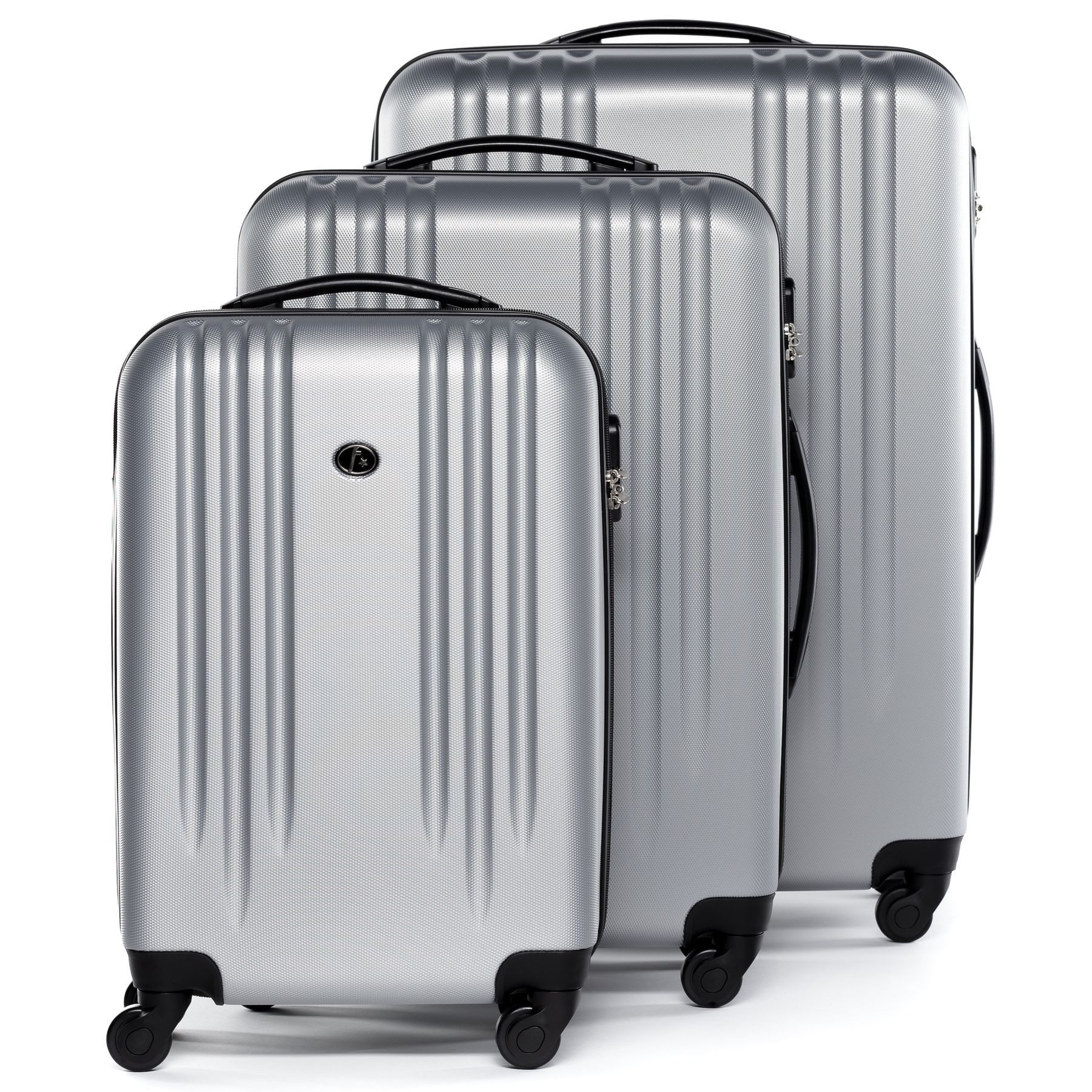 FERGÉ Kofferset 3 teilig Hartschale + 1x Lederanhänger Marseille, 4 Rollen Rollen, (3 tlg), Trolley 3er Koffer Set 4 Rollen, Premium Rollkoffer ABS Reisekoffer