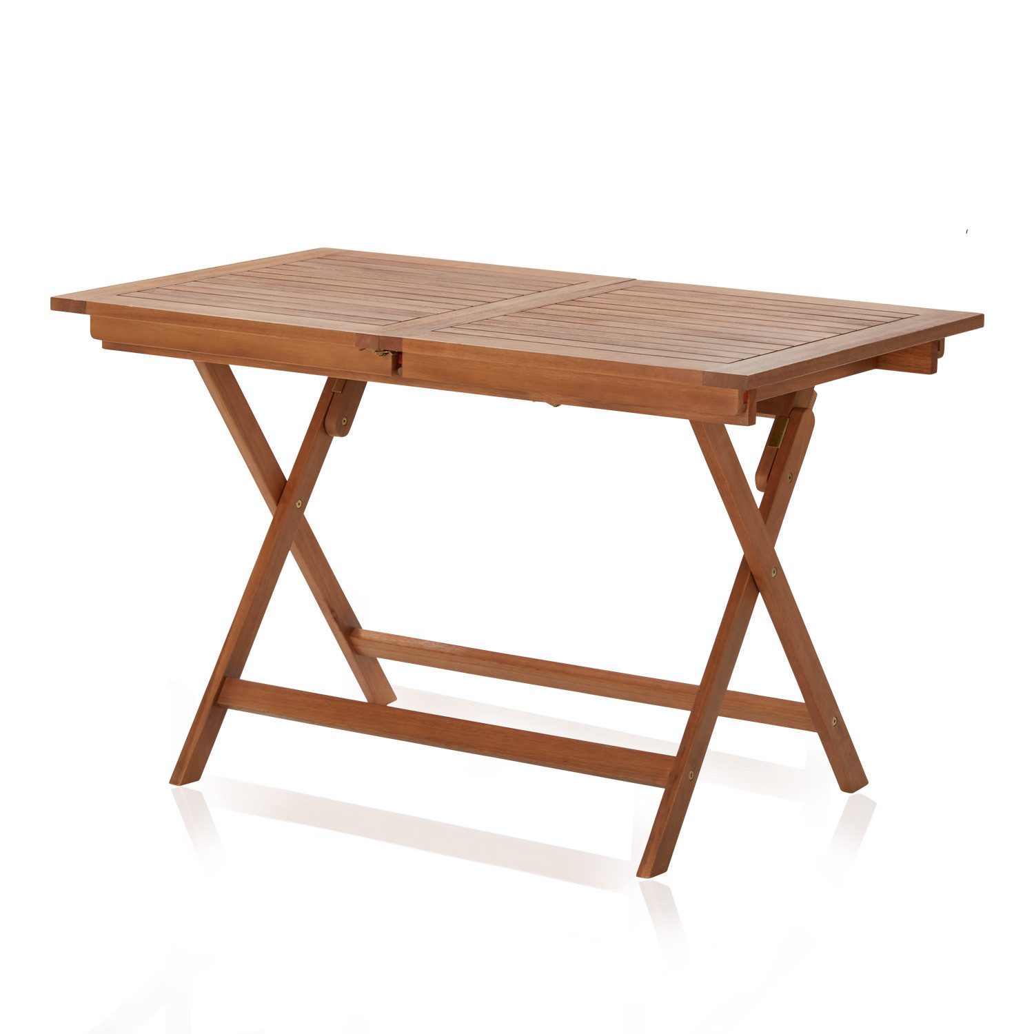 KHG Gartentisch Balkontisch 90x100 cm, ausziehbar auf 140 cm, bis 75 kg belastbar (Outdoor-Tisch mit Schirmloch), aus Eukalyptus-Holz, zum Schutz geölt, FSC-Zertifiziert