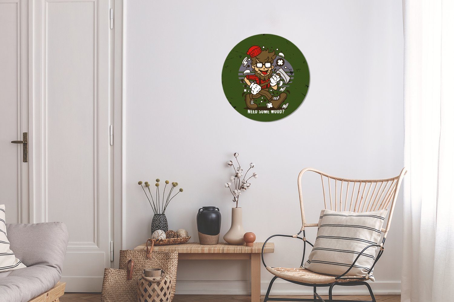 MuchoWow Axt Wohnzimmer Wandsticker Gläser St), Rund, - Vintage Kinderzimmer, - (1 für Tapetenkreis Tapetenaufkleber,