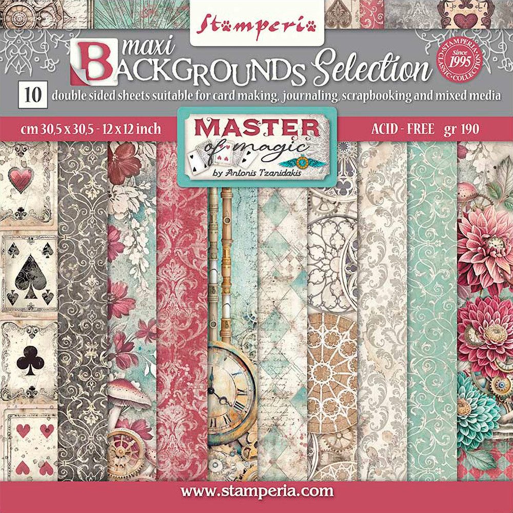 Stamperia Motivpapier Scrapbook-Block 'Master of Magic - Backgrounds', 10 Bogen